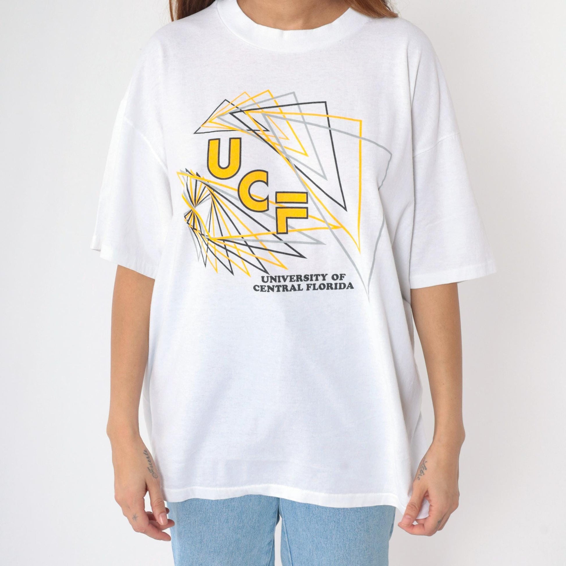 90s University of Central Florida Graphic T-Shirt White Cotton XXL