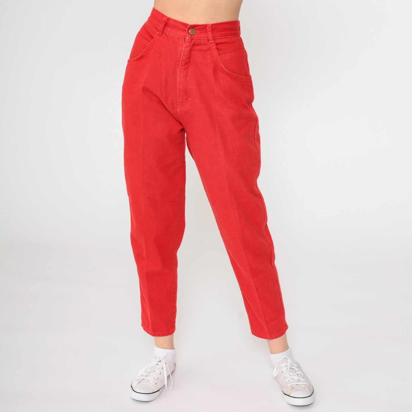 90s Gitano High-Rise Tapered Mom Jeans Red Denim Cropped Extra Small XS