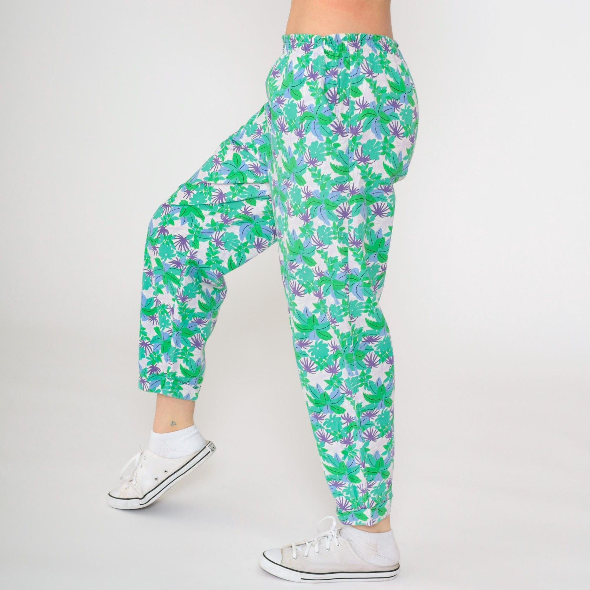 90s Catalina Tropical Floral High-Waist Tapered Pants Small Medium