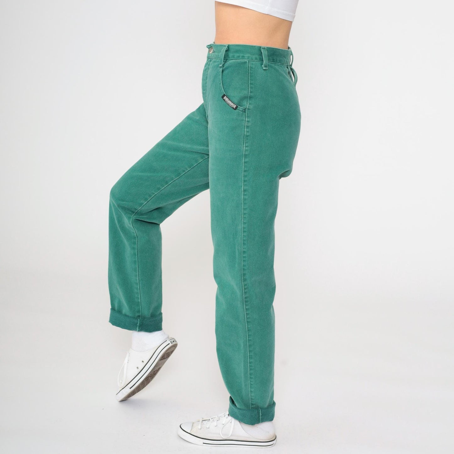 90s Roughrider Green Denim Western Jeans High Waist Straight Leg Extra Small XS