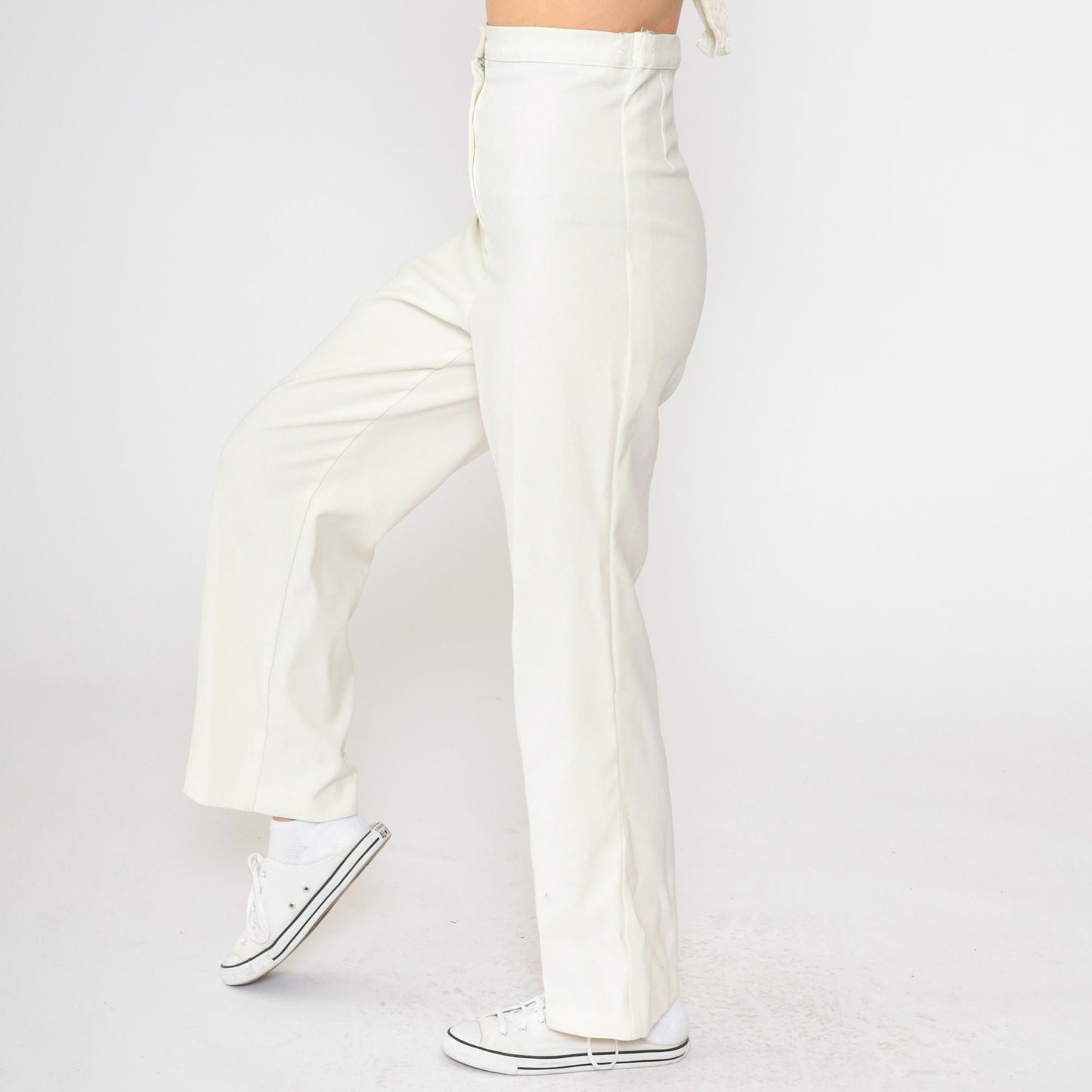 80s White High-Waisted Straight Leg Trousers Youth XS