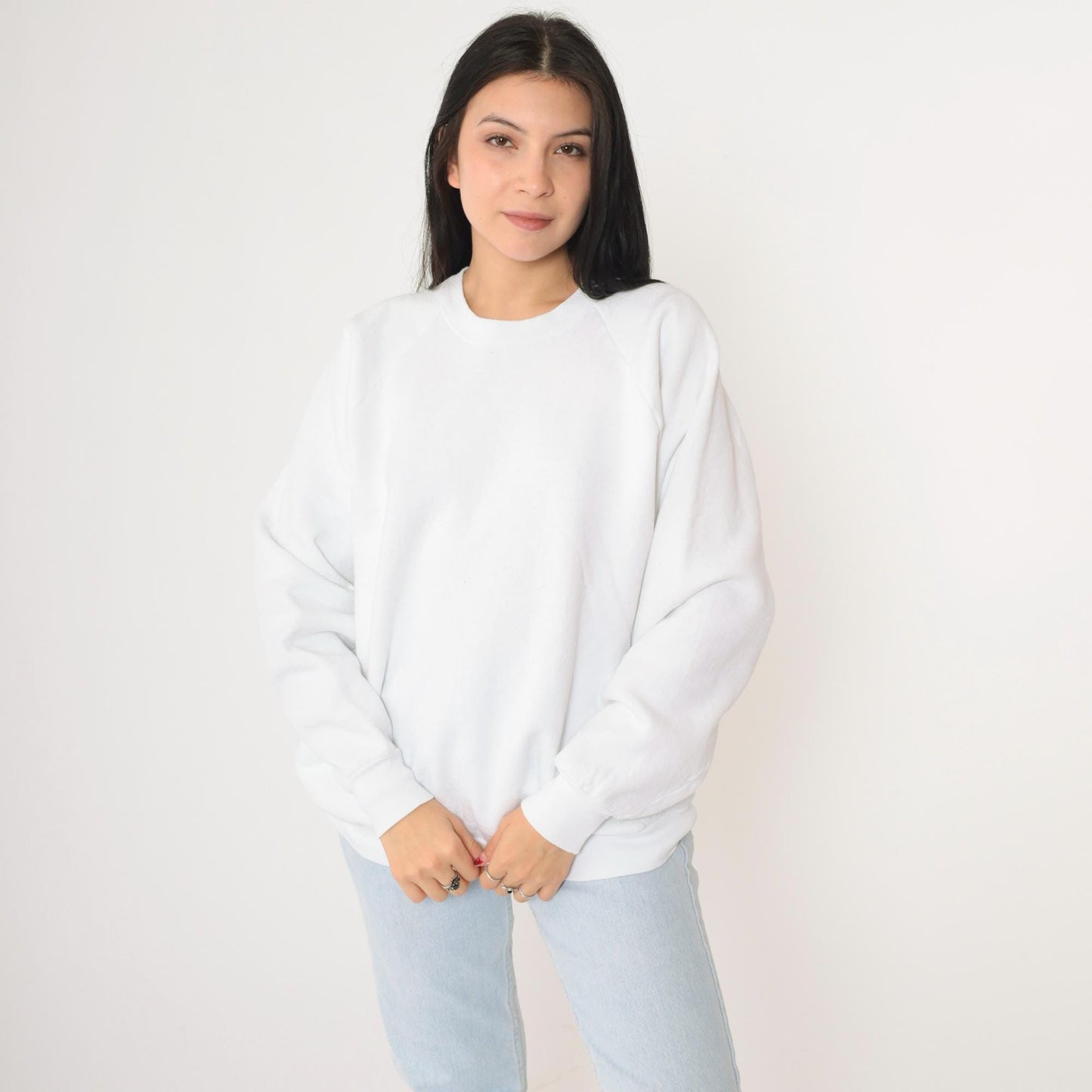 90s Fruit of the Loom White Raglan Sweatshirt Crewneck Pullover Extra Large XL