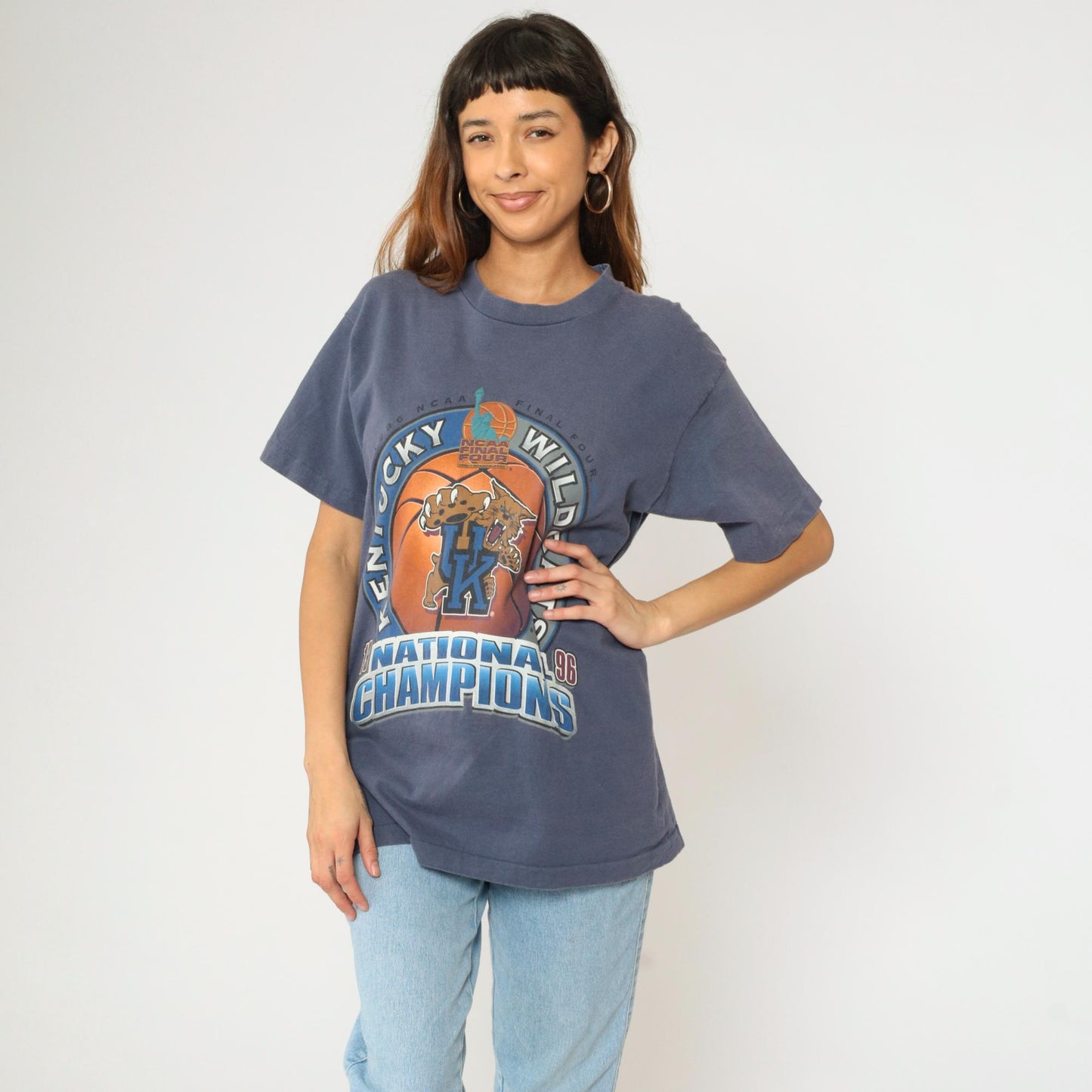 1996 Kentucky Wildcats NCAA Final Four National Champions Graphic Tee Blue Medium