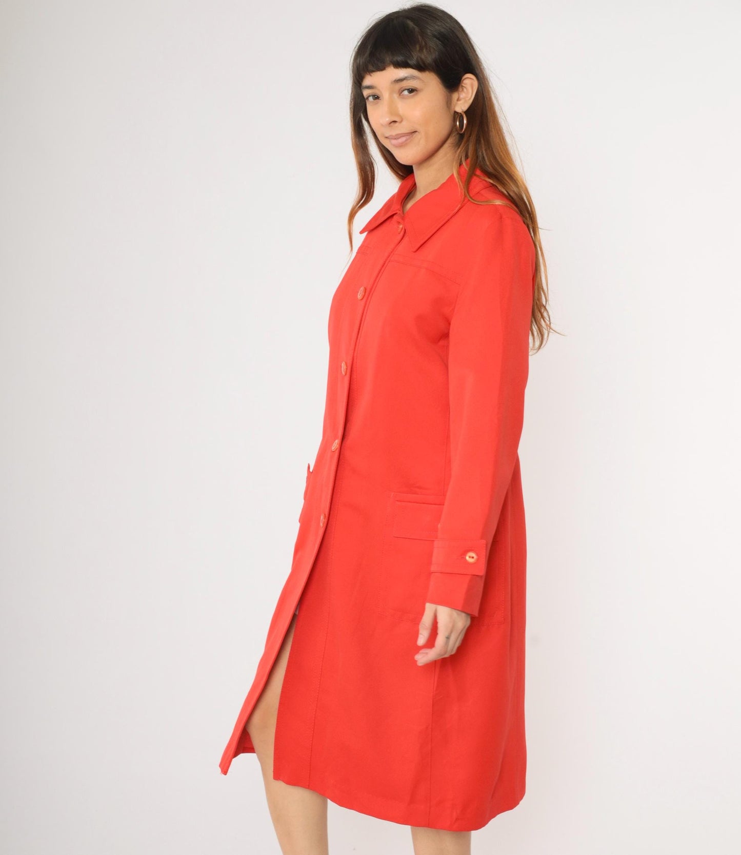 70s Forecaster of Boston Red Trench Coat Single Breasted A-Line Medium Large