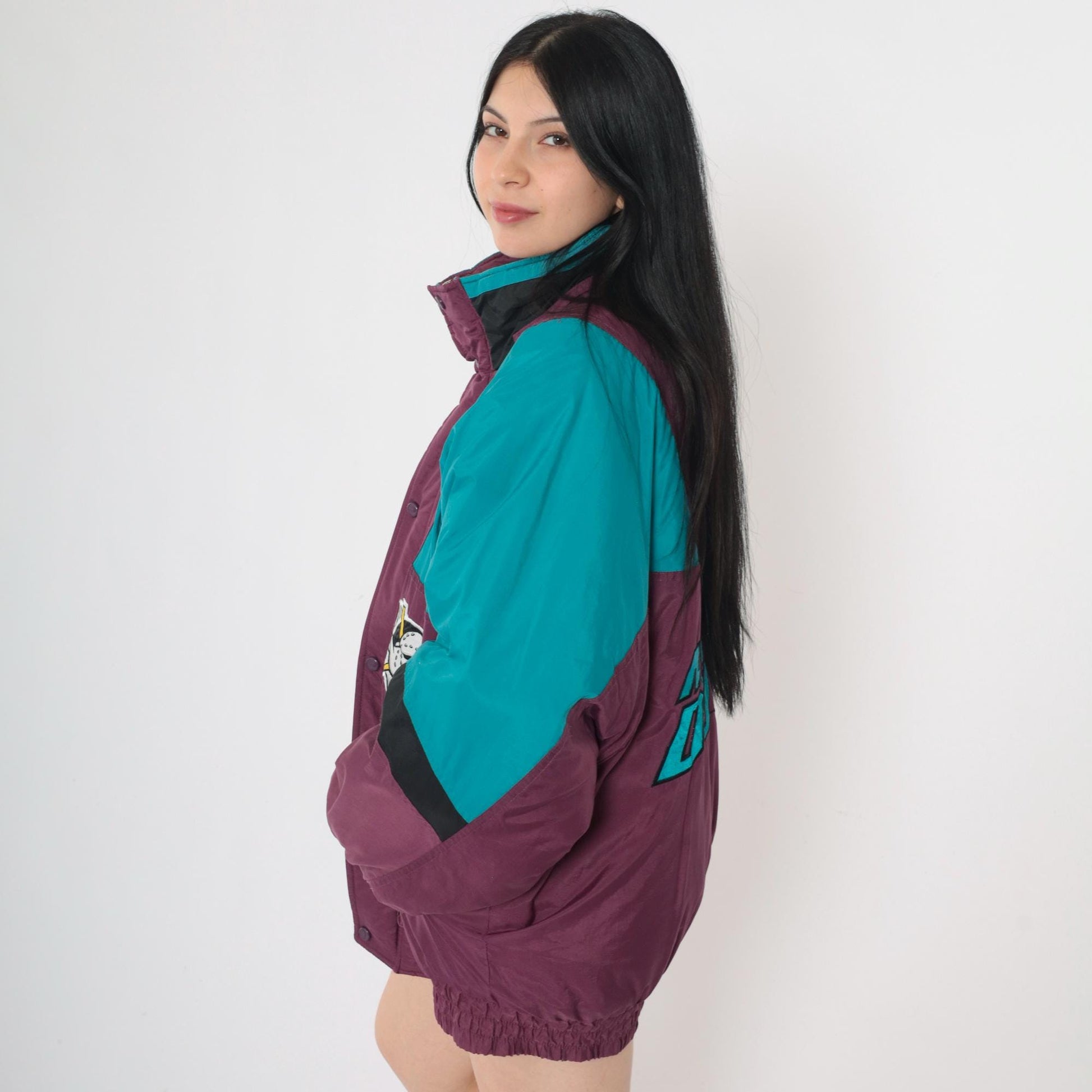 90s Anaheim Mighty Ducks NHL Puffer Jacket Chalk Line Zip Up Extra Large XL
