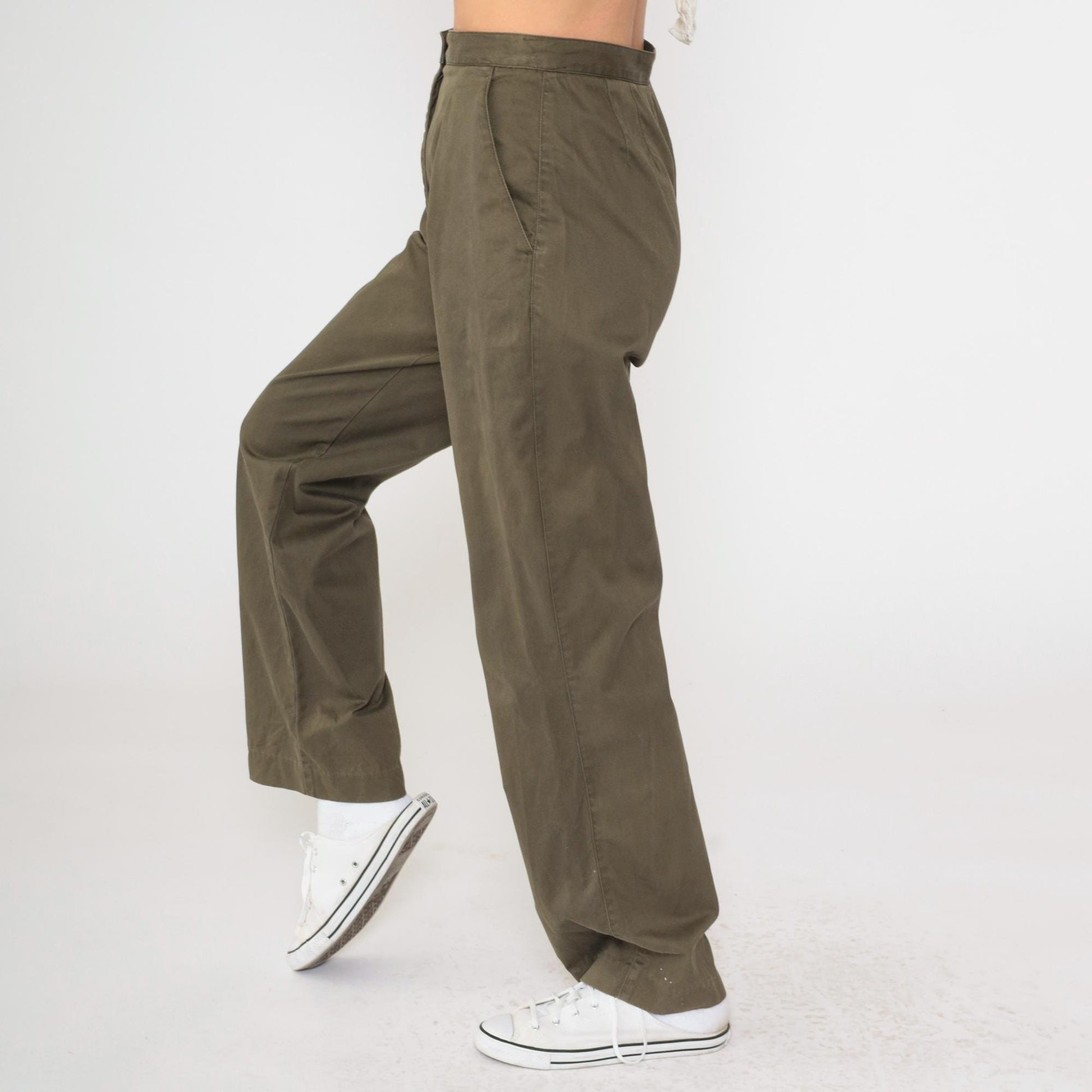 Y2K Liz Claiborne Brown Cotton Pleated Trousers High Rise Small 4