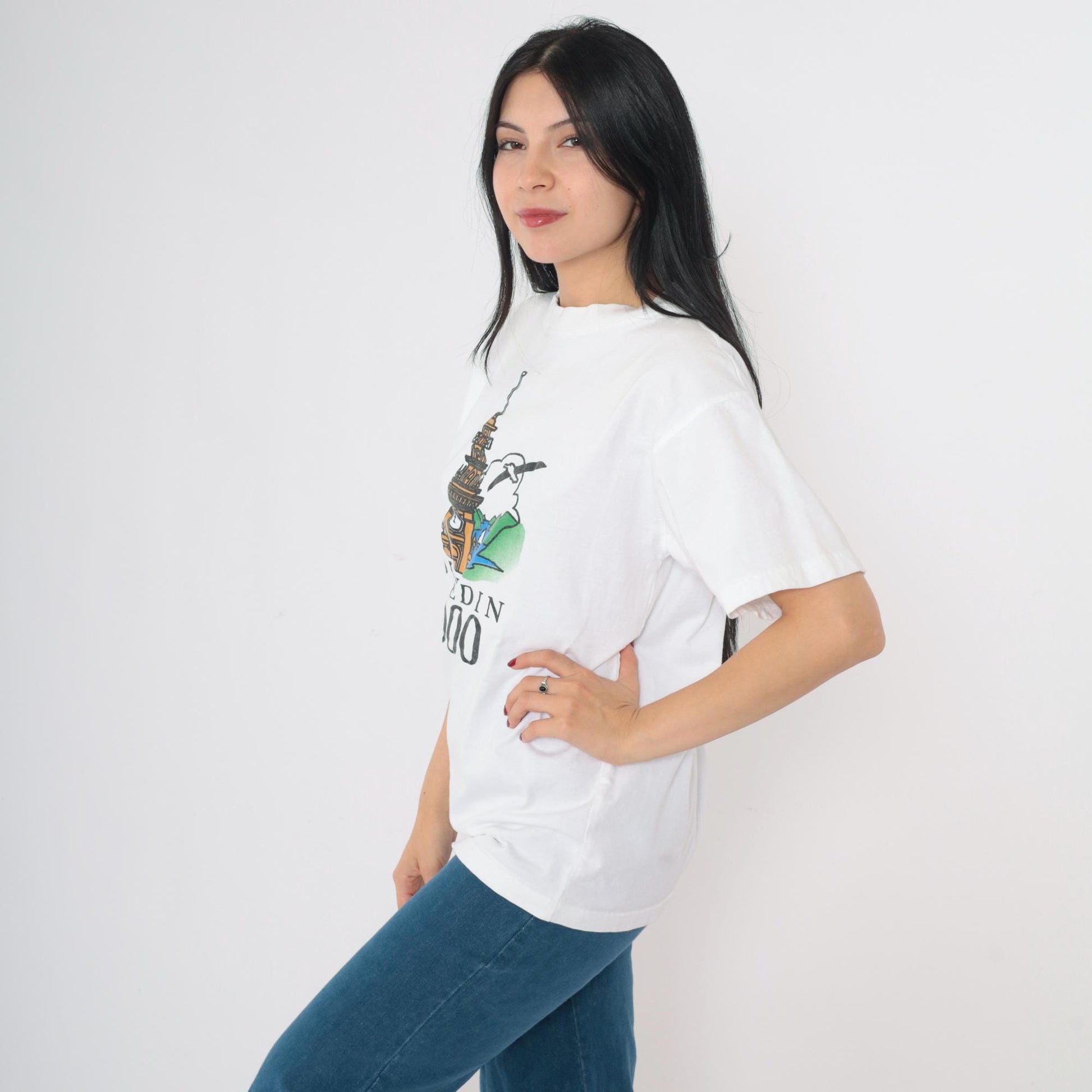 Y2K Dunedin New Zealand Railway Station Graphic Tee White Medium M