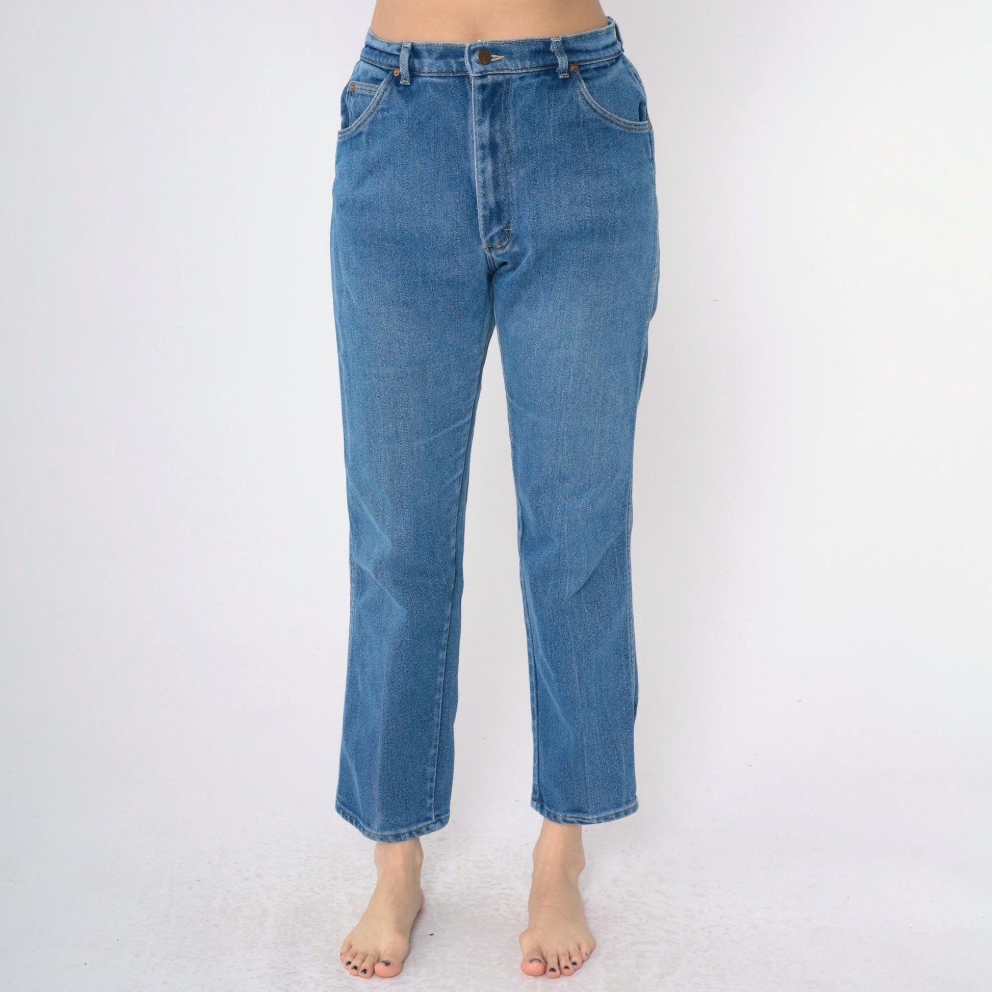90s Lee High Waisted Straight Leg Jeans Blue Denim Medium