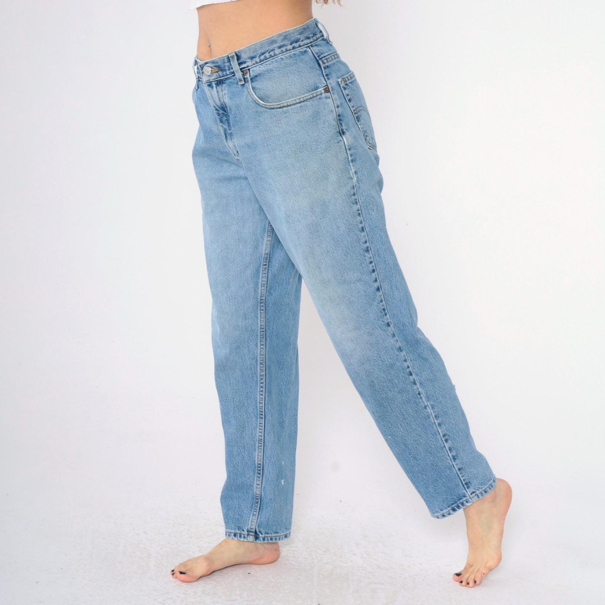 90s Levi's 560 High Waist Tapered Jeans Blue Denim Men's 32x32