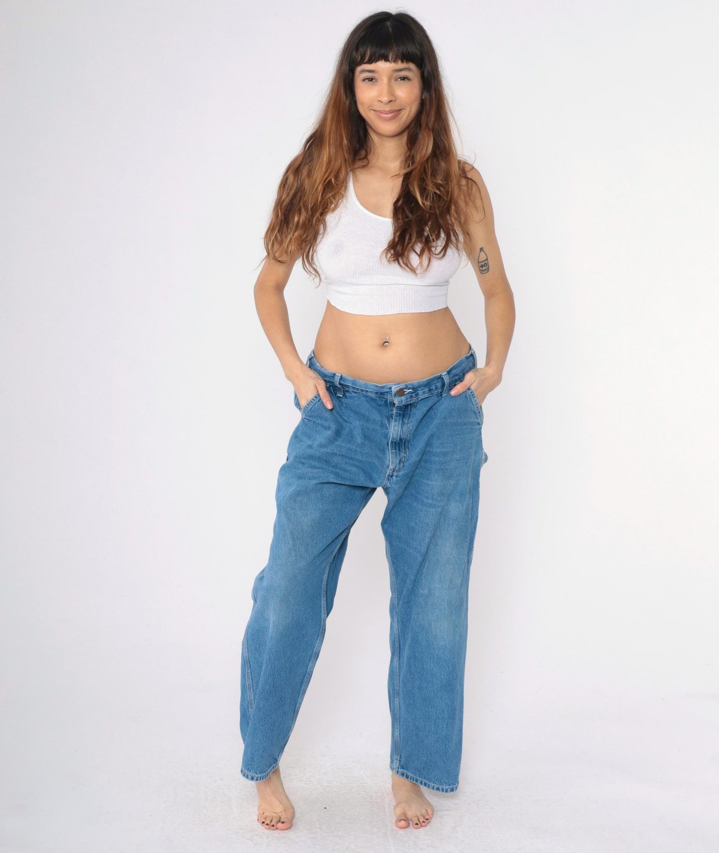 Y2K Carhartt Jeans Men's 36x30 High Waisted Straight Leg Cargo Denim