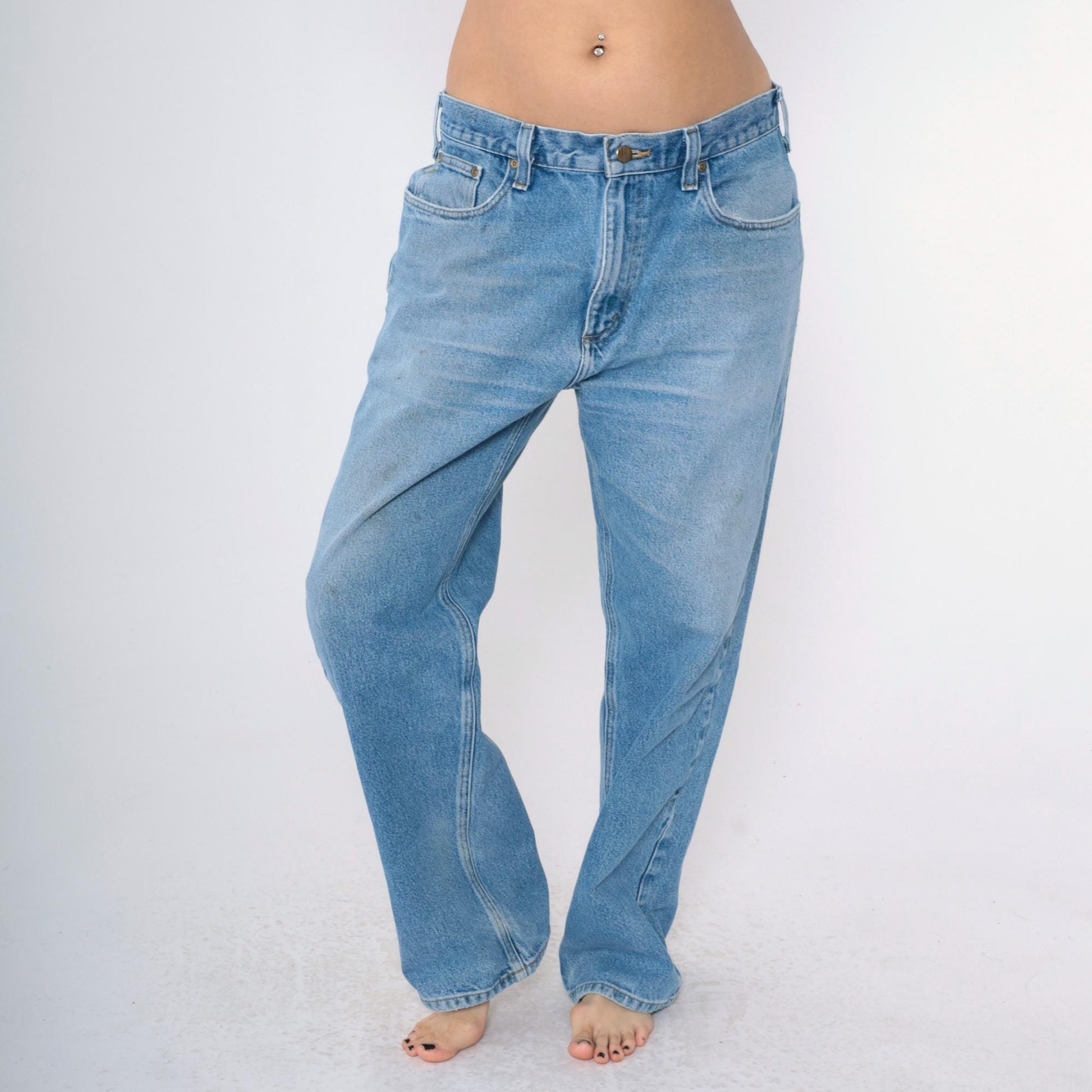 00s Carhartt High Rise Straight Leg Jeans Blue Denim 38x32 Men's Large