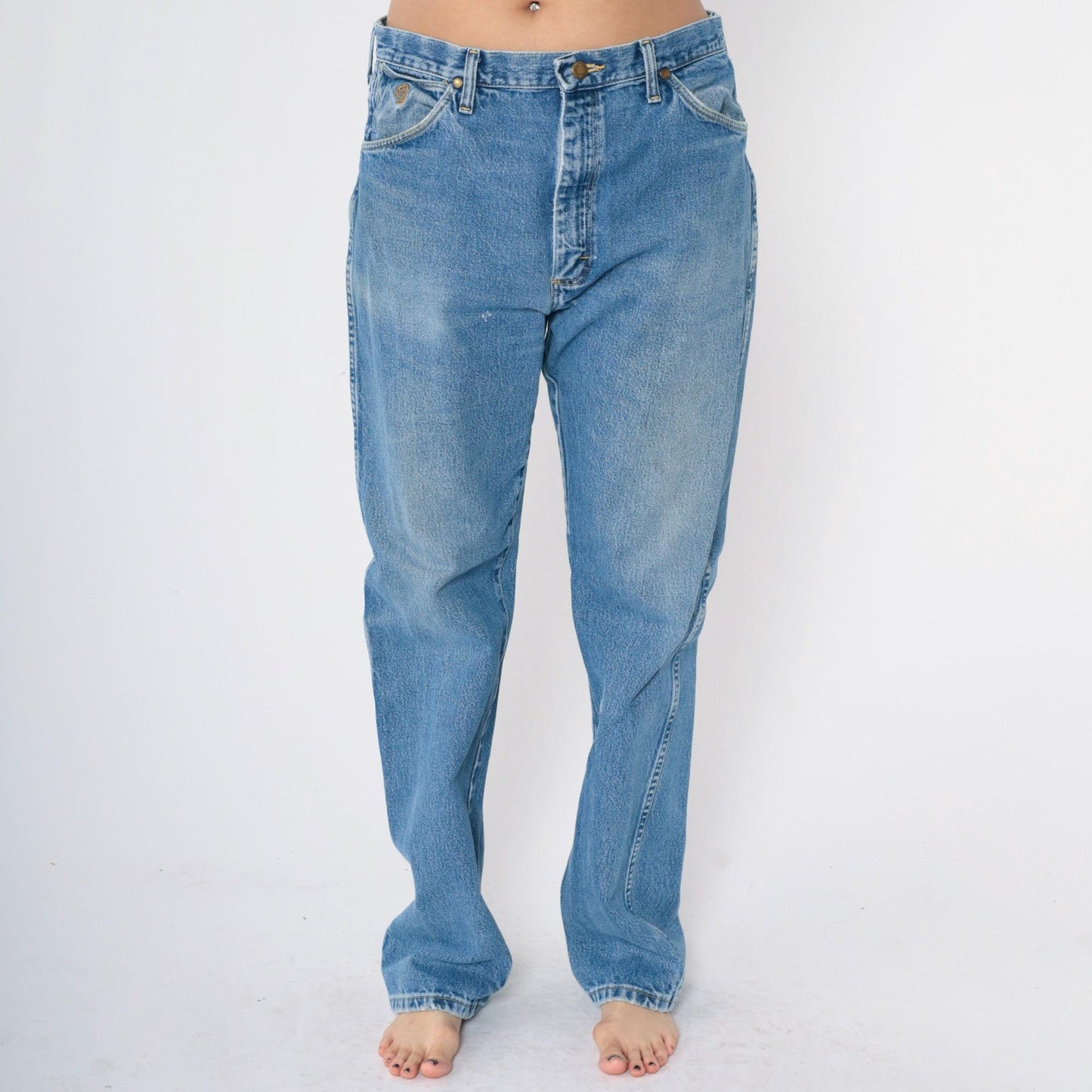 90s Wrangler George Strait Cowboy Cut Jeans Blue High Rise Straight Leg 35x34