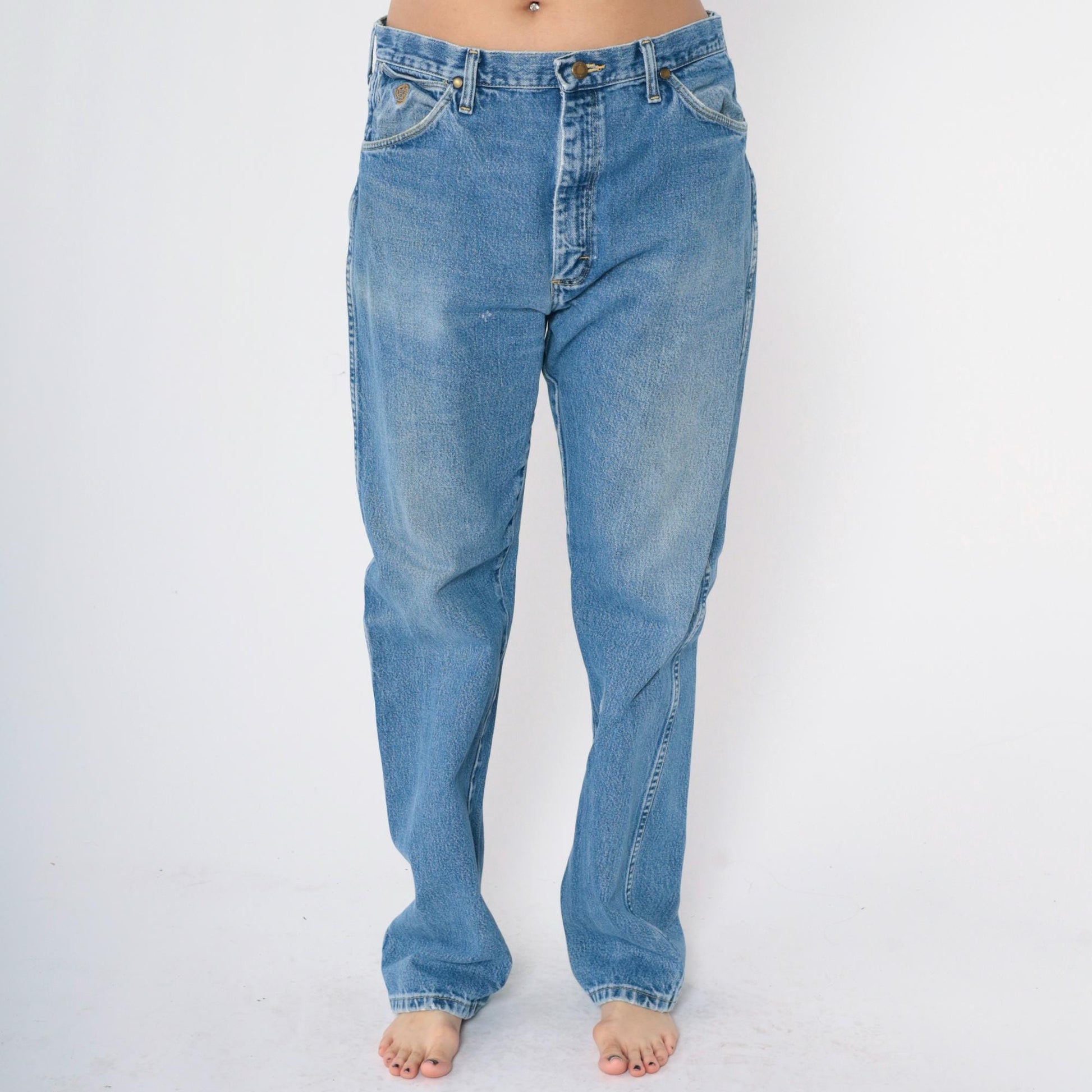 90s Wrangler George Strait Cowboy Cut Jeans Blue High Rise Straight Leg 35x34