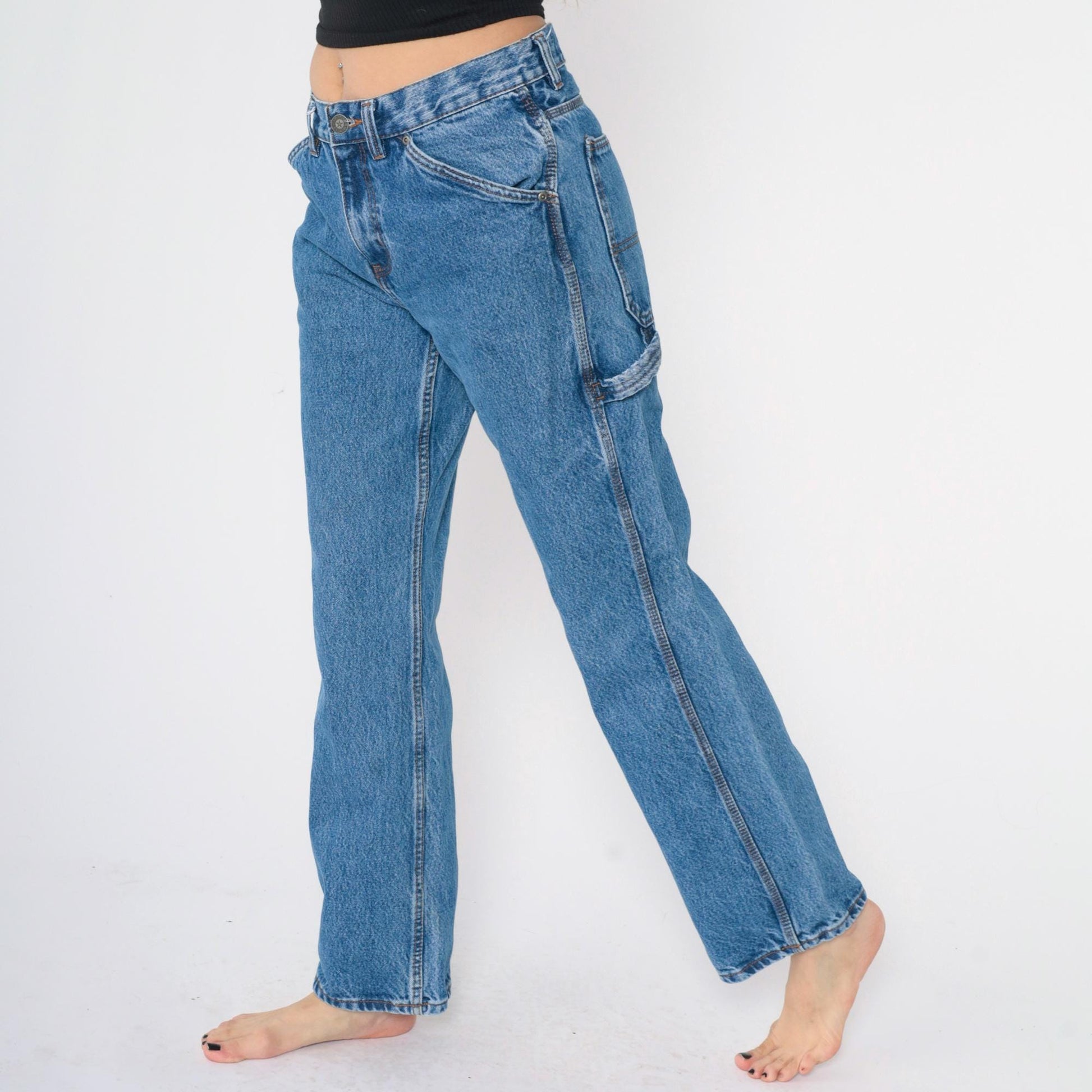 Schmidt Workwear High Rise Straight Leg Jeans Hammer Loop Light Wash 30x32