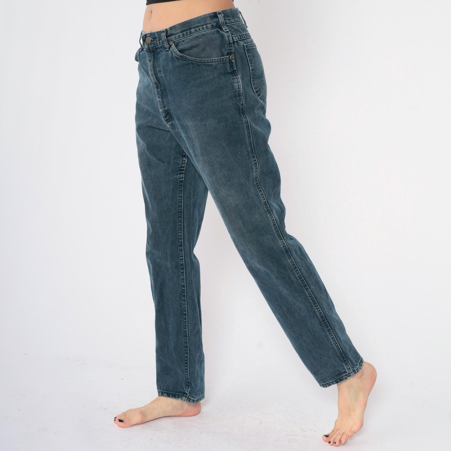 90s Lee Relaxed Fit Straight Leg Jeans Overdyed Black Denim 36x32