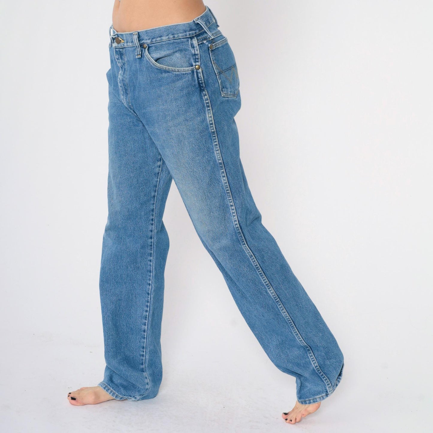 90s Wrangler George Strait Cowboy Cut Blue Jeans High Rise Straight Leg 35x34