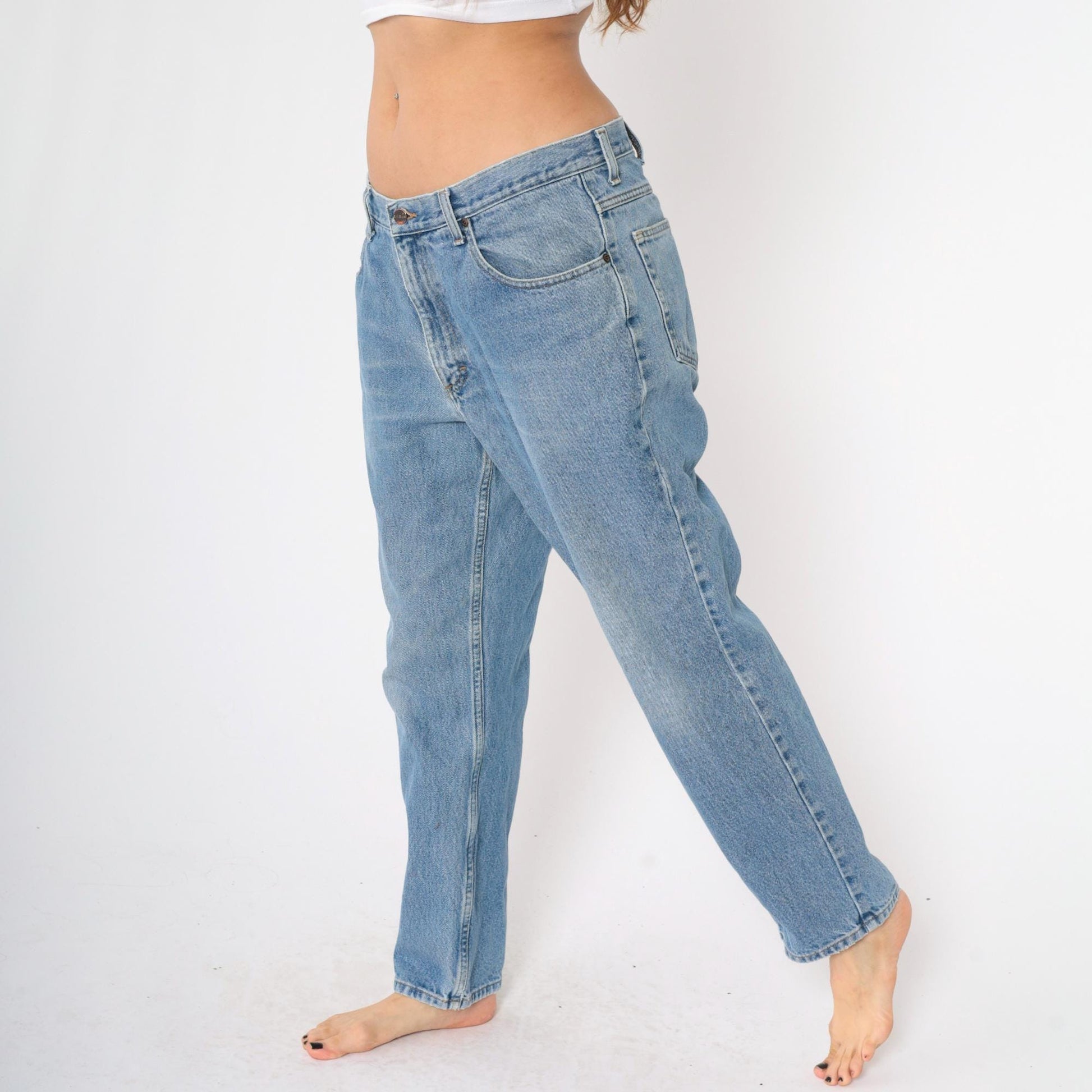 90s L.L. Bean Jeans Men's High Rise Straight Leg Faded Blue Denim 34W
