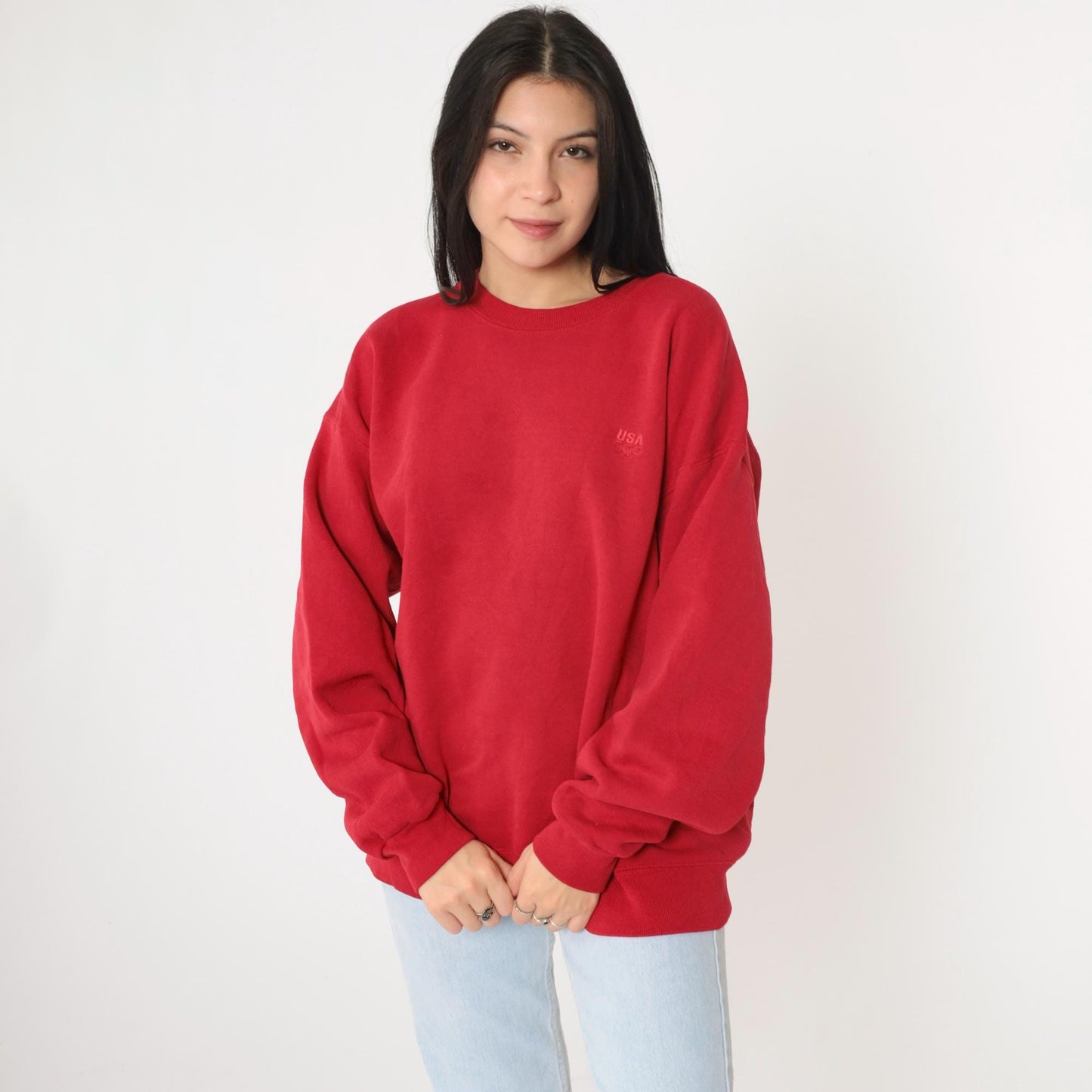 90s USA Olympics Committee Crewneck Sweatshirt Red Extra Large XL