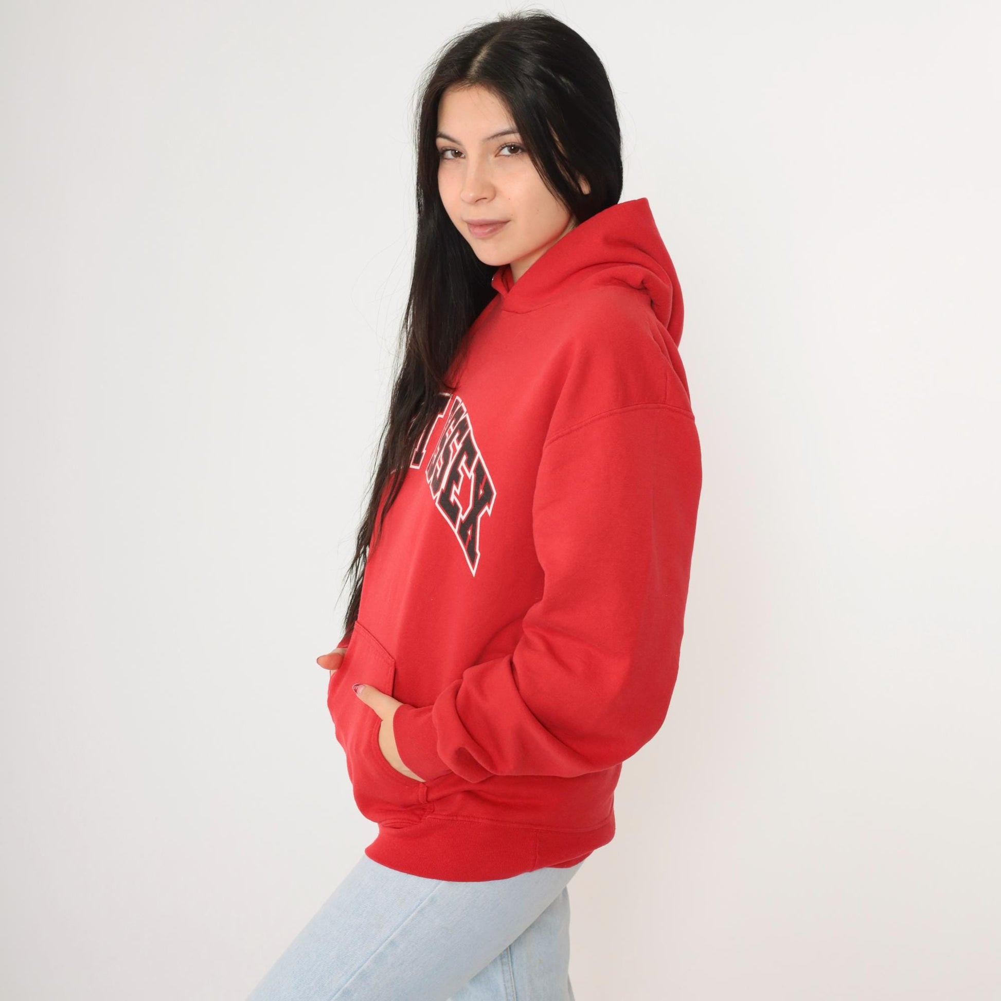 Y2K West Essex High School Hoodie Red Graphic Sweatshirt Medium M