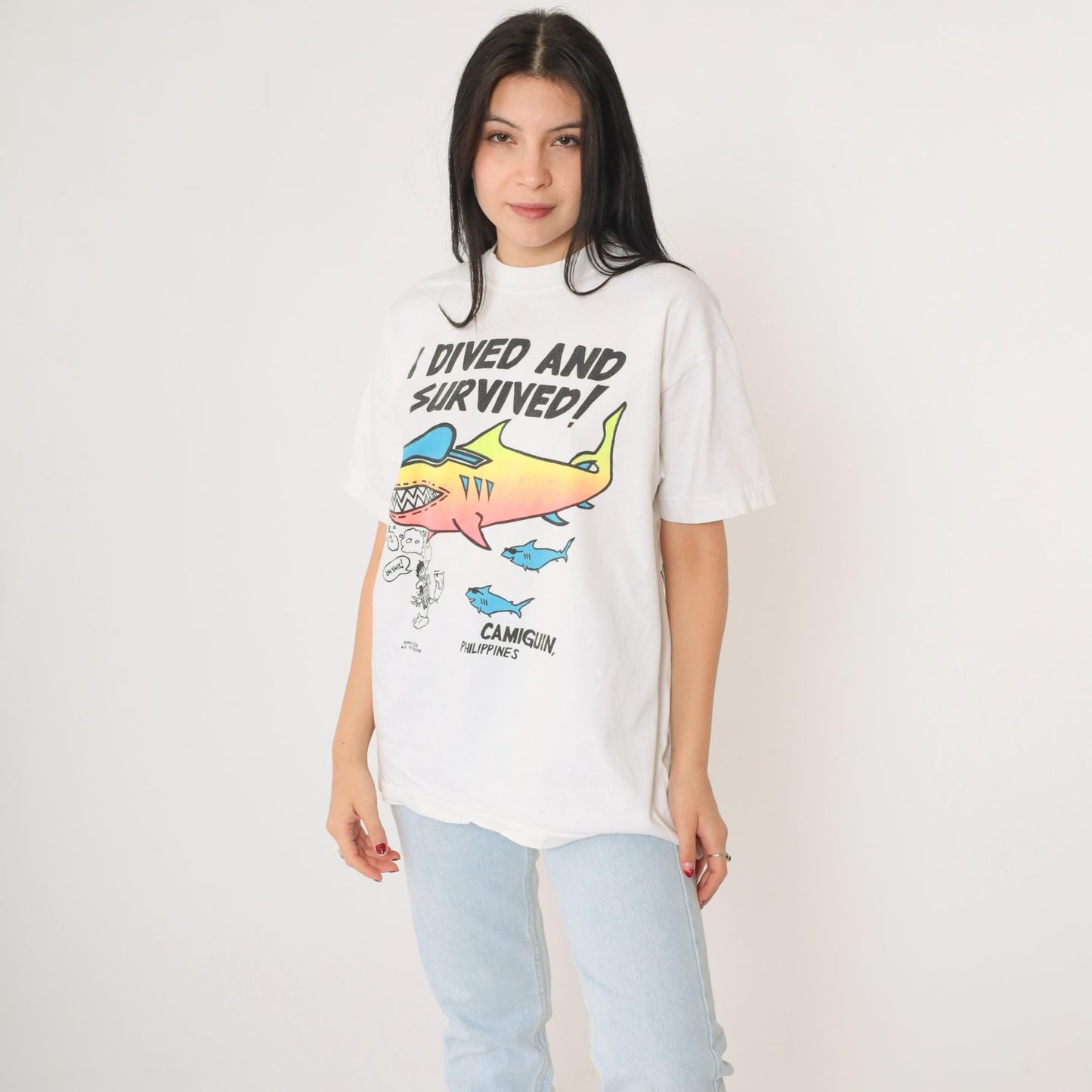 90s Camiguin Philippines Scuba Diving Shark Graphic Tee XL