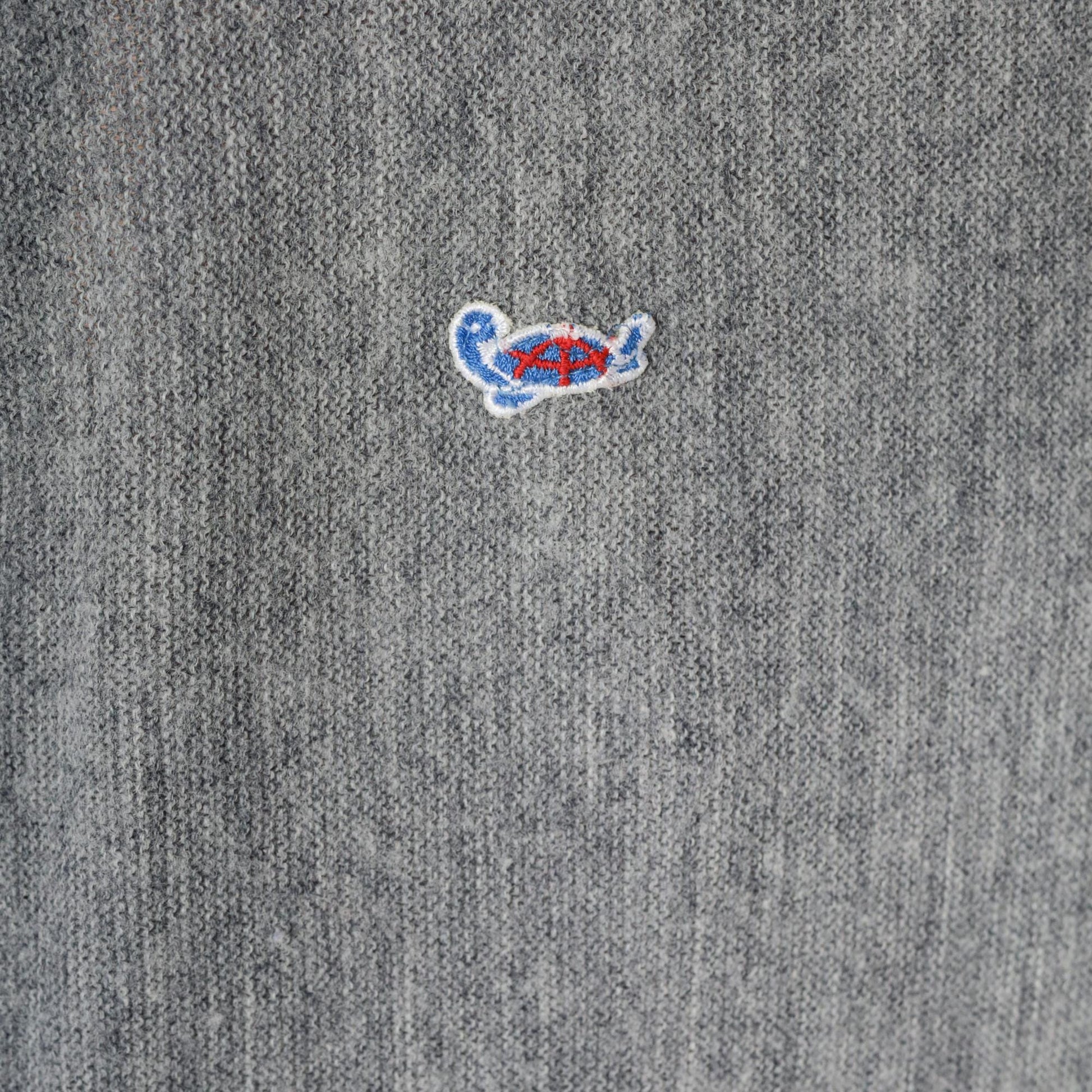 80s The Turtle Sweater Grey Cardigan V-Neck Button-Up Large