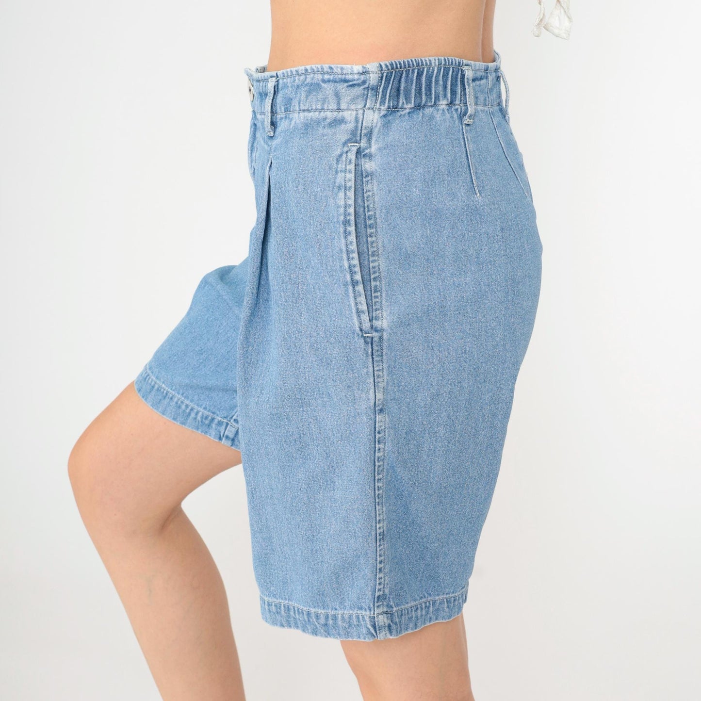 90s Chico's Denim Shorts Pleated High Waist Blue Jean Shorts XS