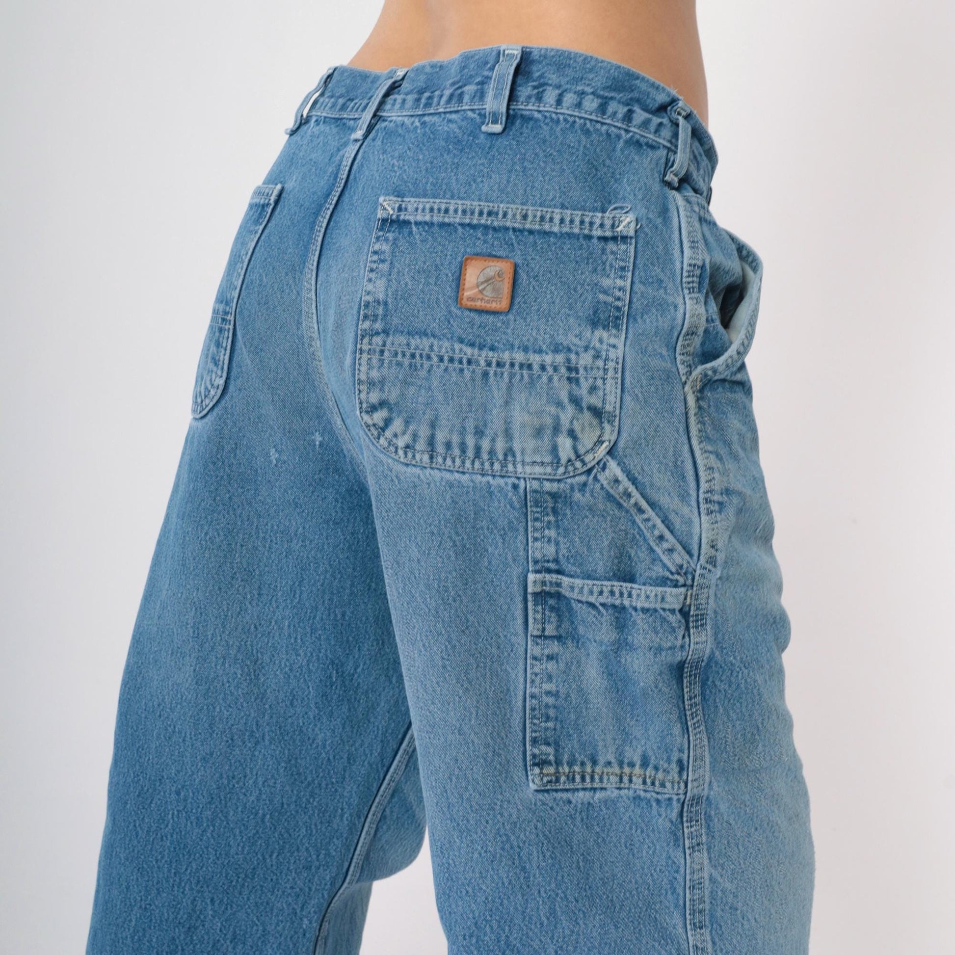 Y2K Carhartt Jeans Men's 36x32 High Waisted Straight Leg Denim Cargo Distressed