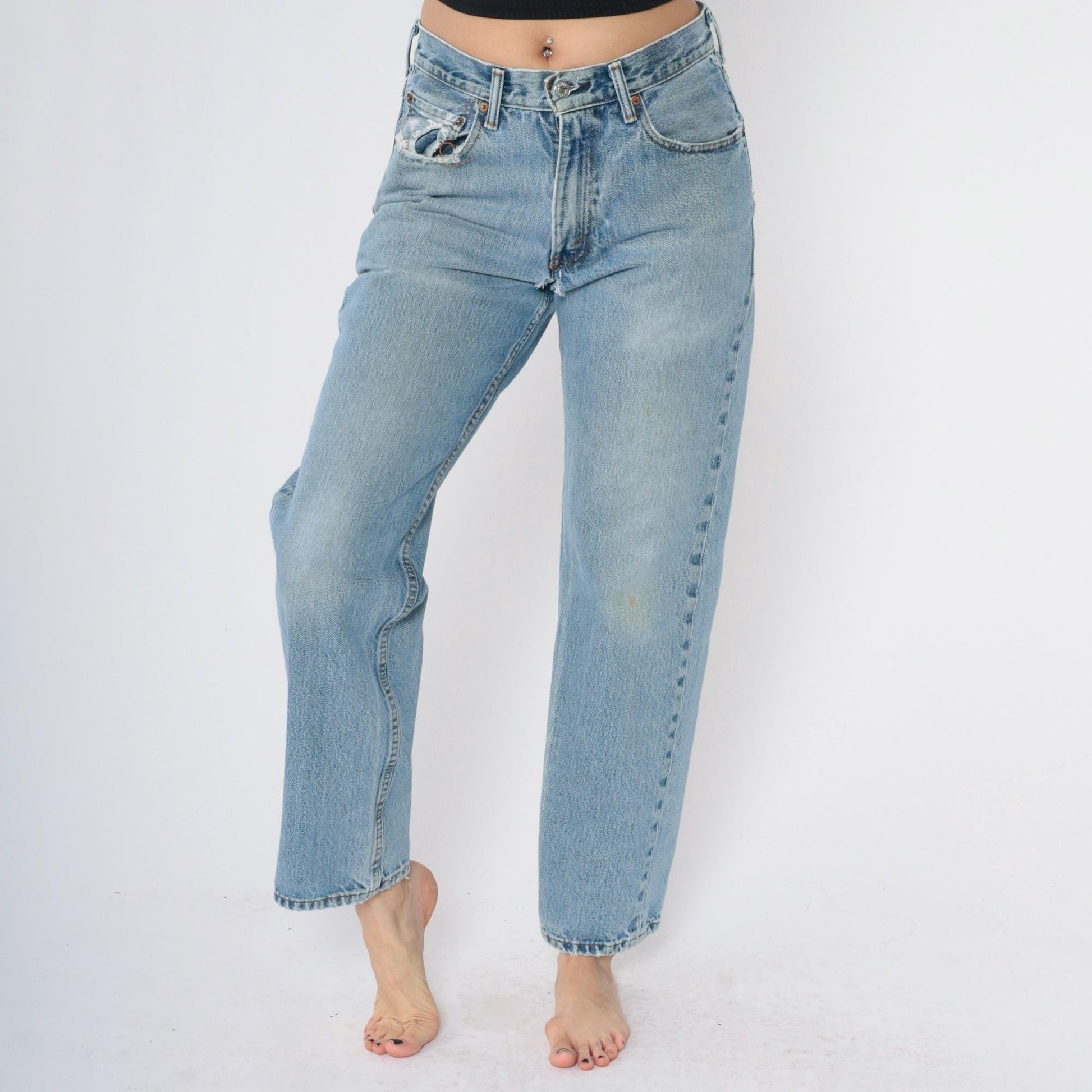 00s Levi's 550 Straight Leg Jeans Blue Denim Distressed Men's 31x32