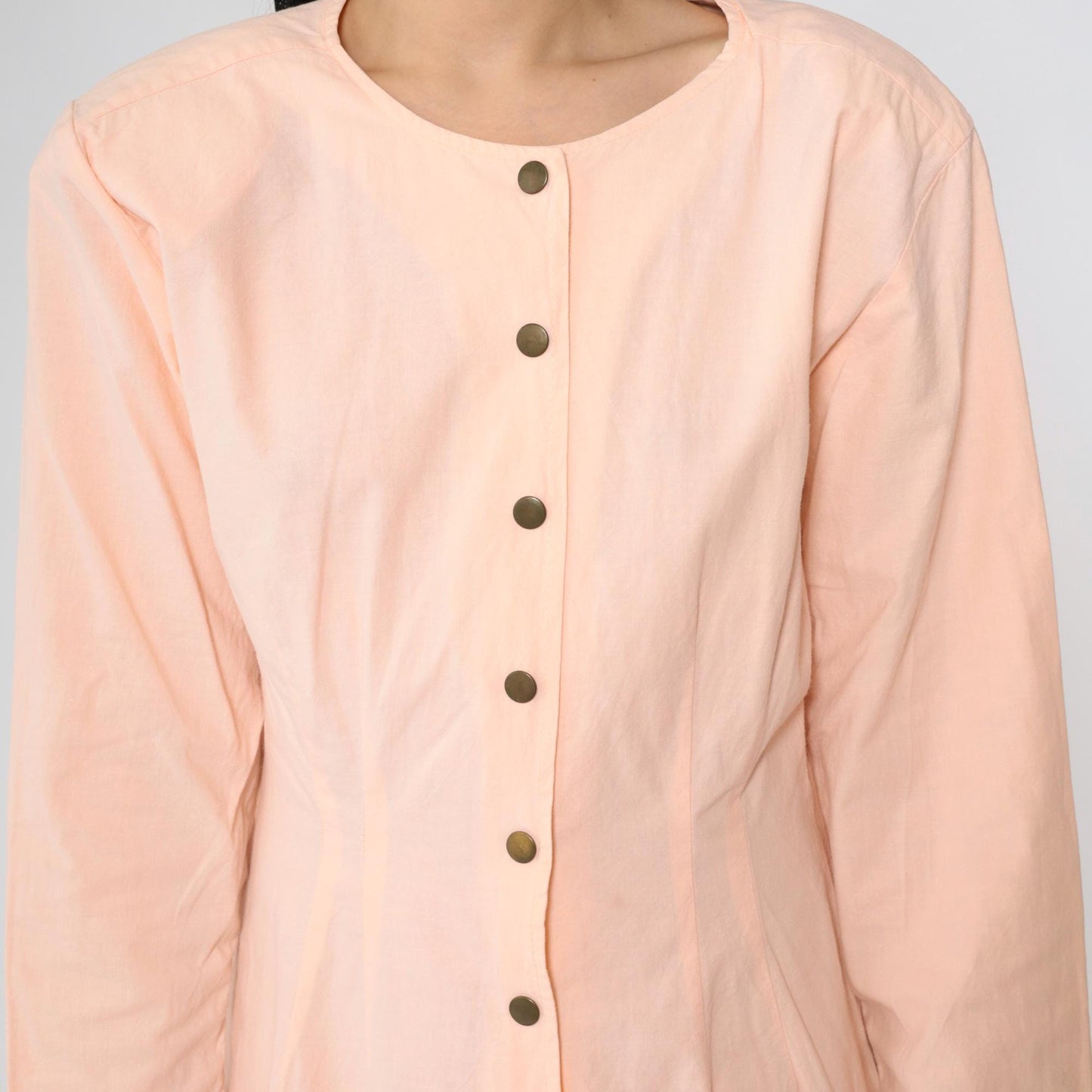 80s Luelle Pink Snap-Front Sheath Midi Dress Long Sleeve Small