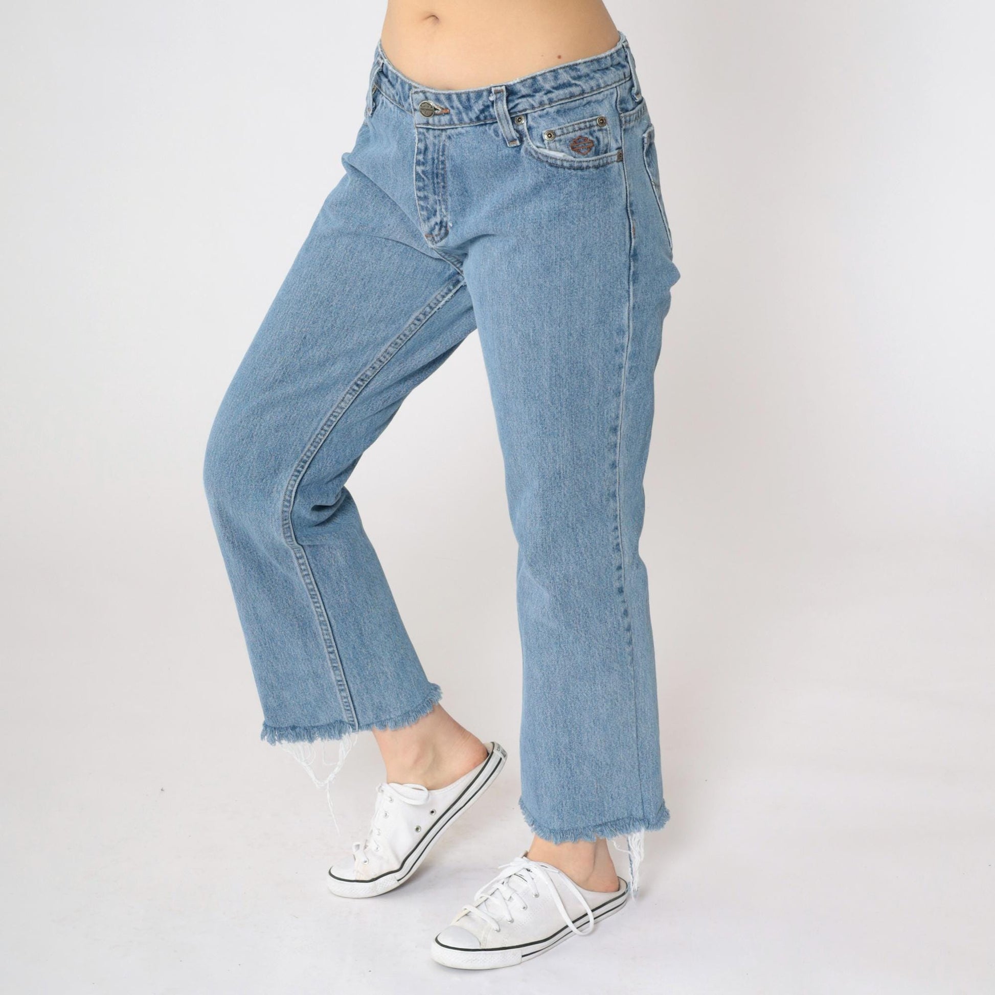 Y2K Harley Davidson Mid Rise Straight Leg Jeans Blue Denim Size 4