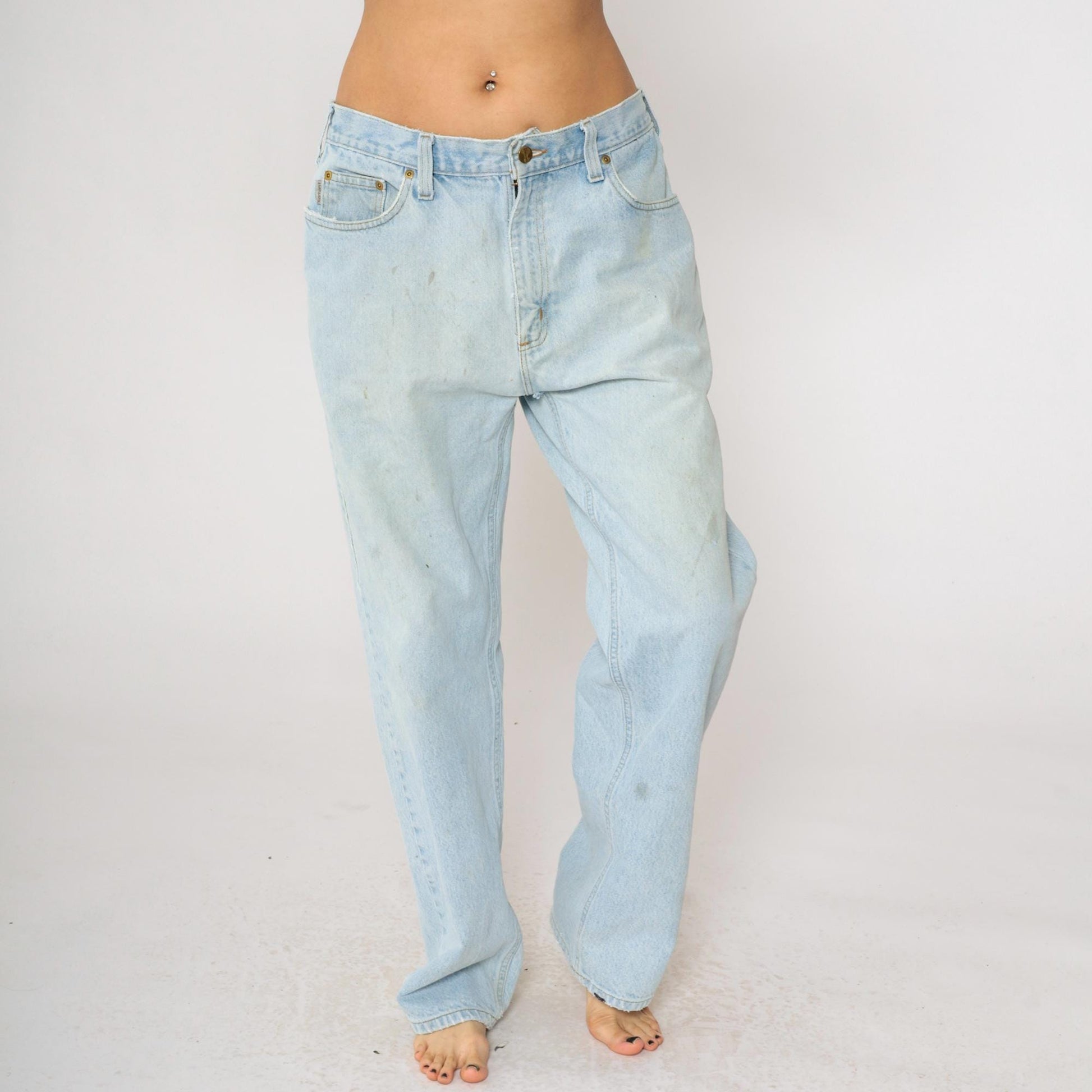 90s Carhartt Straight Leg Jeans High Waist Light Wash Denim 36