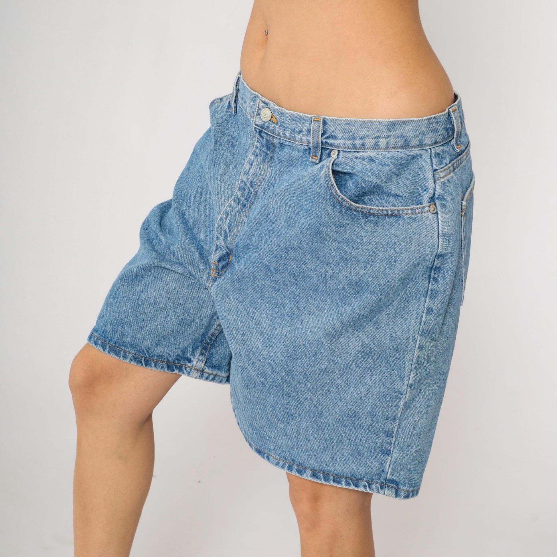 90s Faded Glory High-Waist Denim Shorts Blue Large