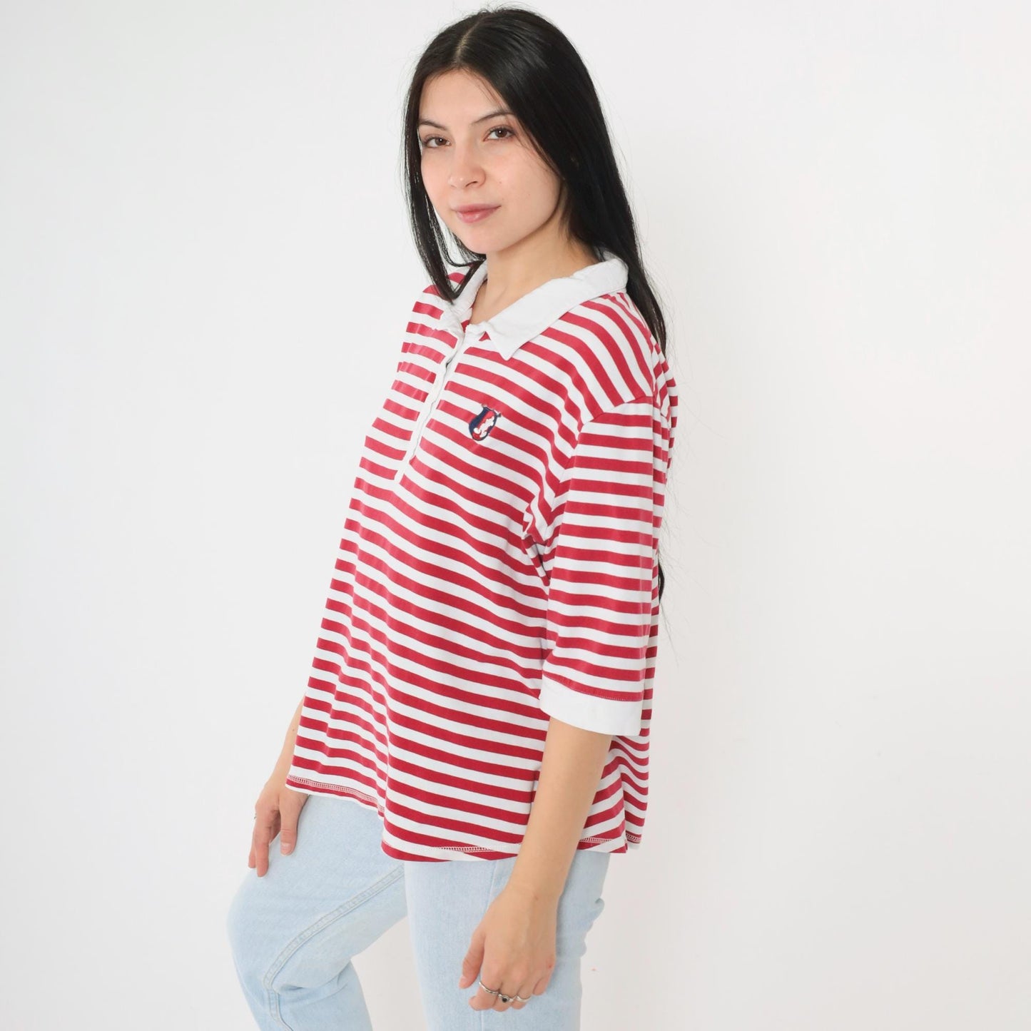 Y2K Mickey Mouse Walt Disney World Polo Shirt Red White Striped Plus Size XXL