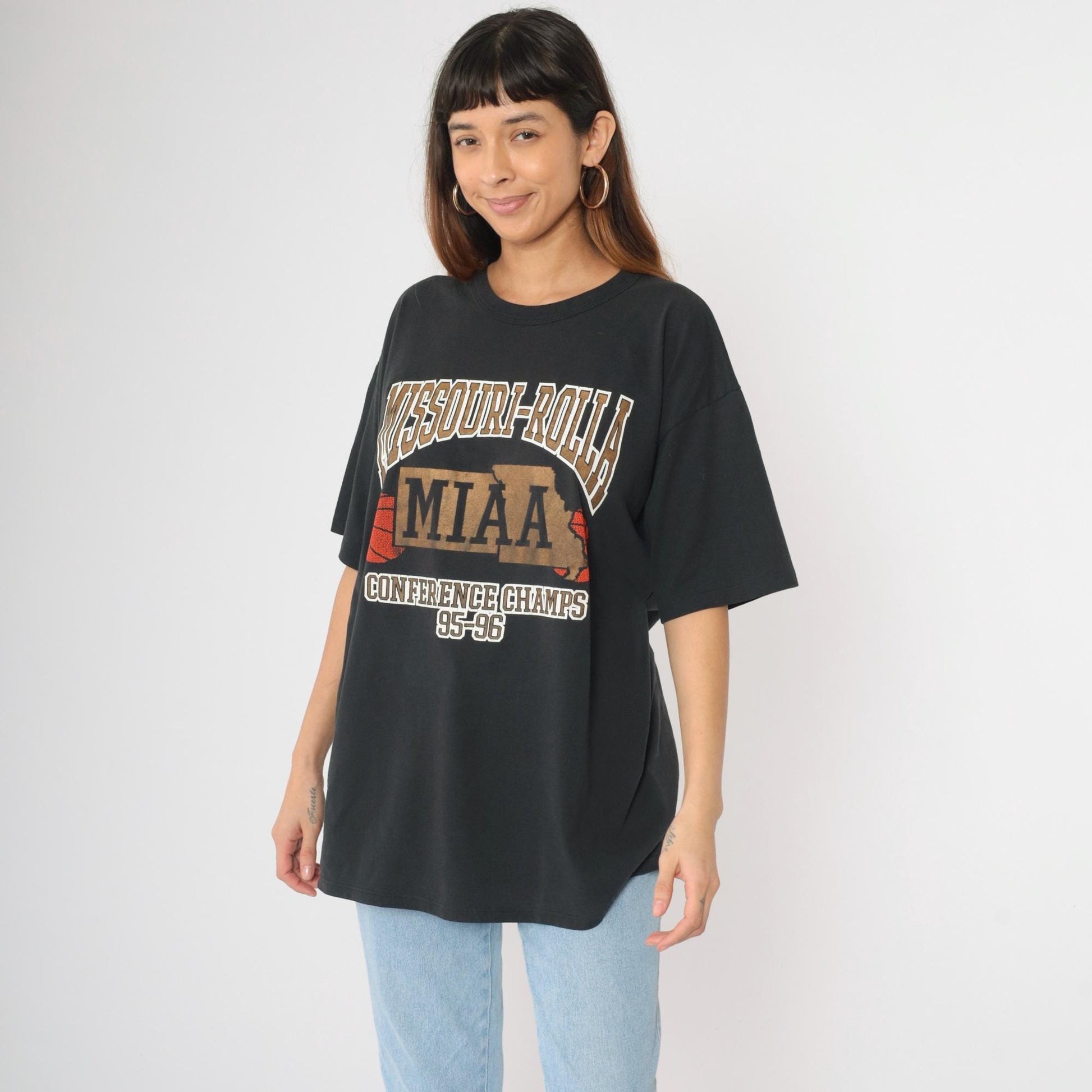 90s Missouri-Rolla MIAA Conference Champs Basketball Graphic Tee Black Extra Large