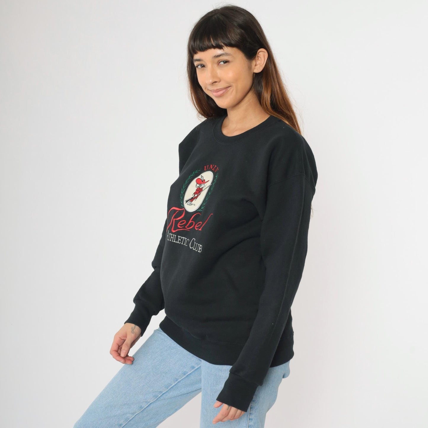 90s UNLV Rebels Embroidered Sweatshirt Black Lee Crewneck Medium
