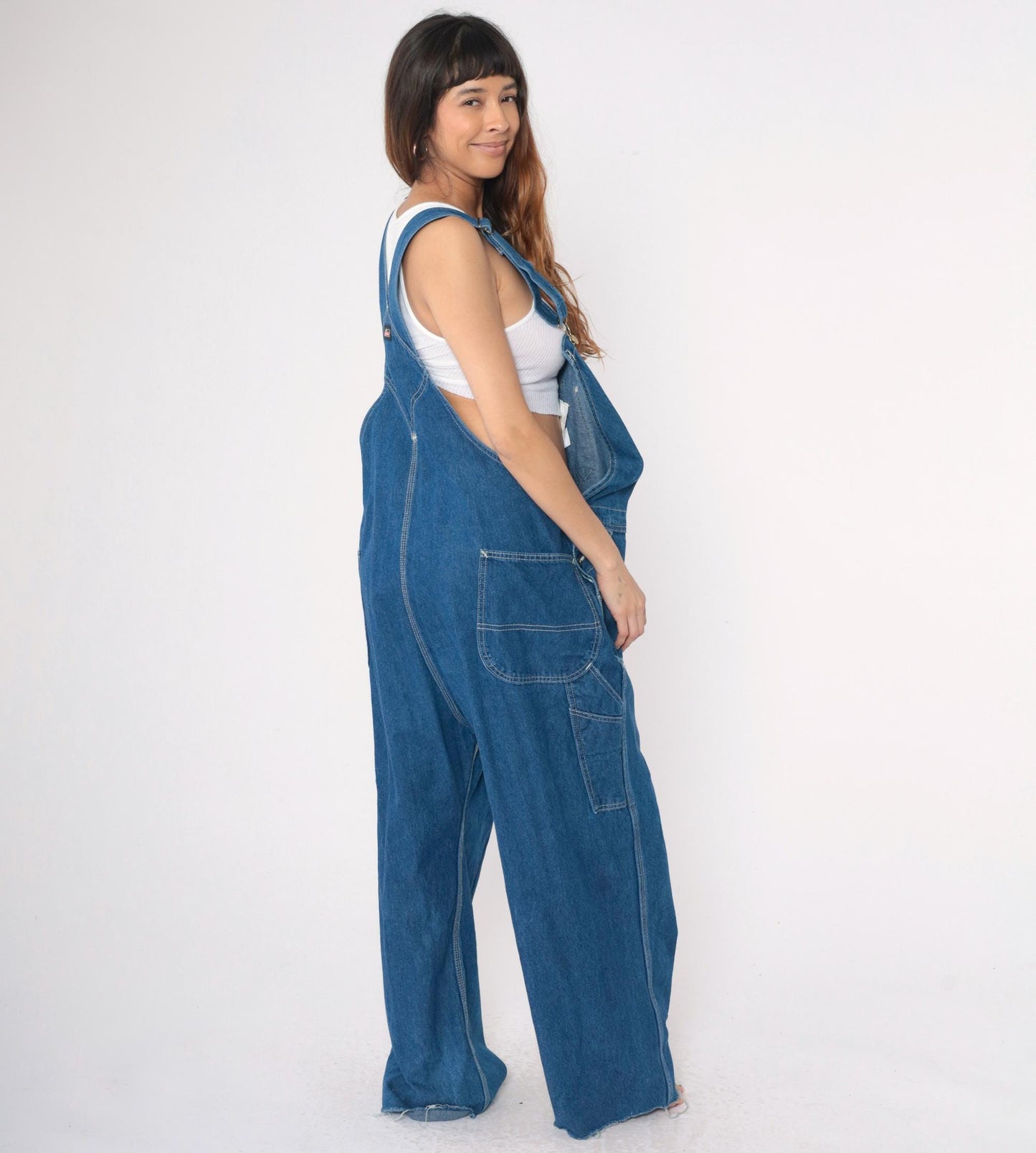 00s Dickies Blue Denim Bib Overalls Workwear 48x30 XL