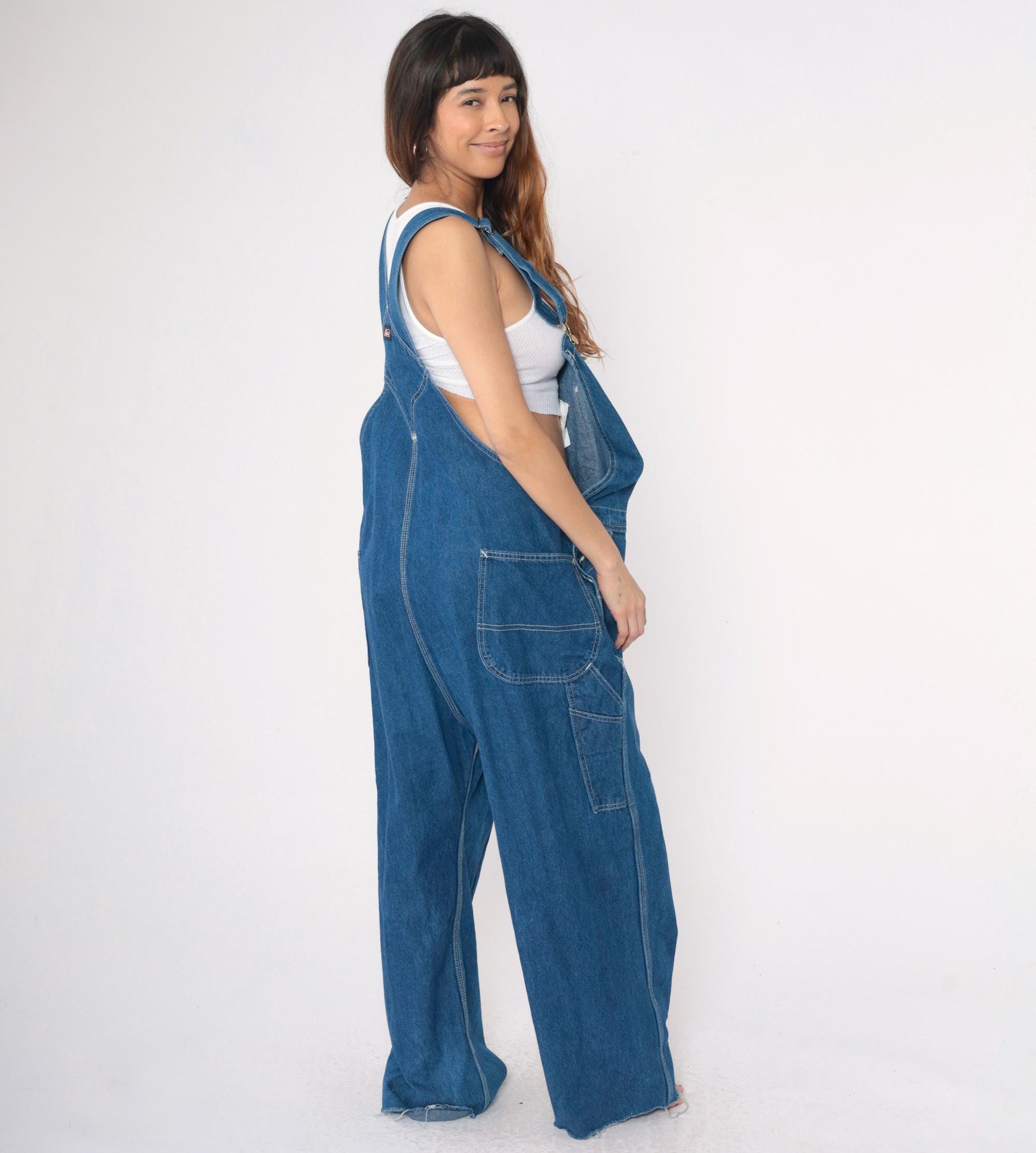 00s Dickies Blue Denim Bib Overalls Workwear 48x30 XL