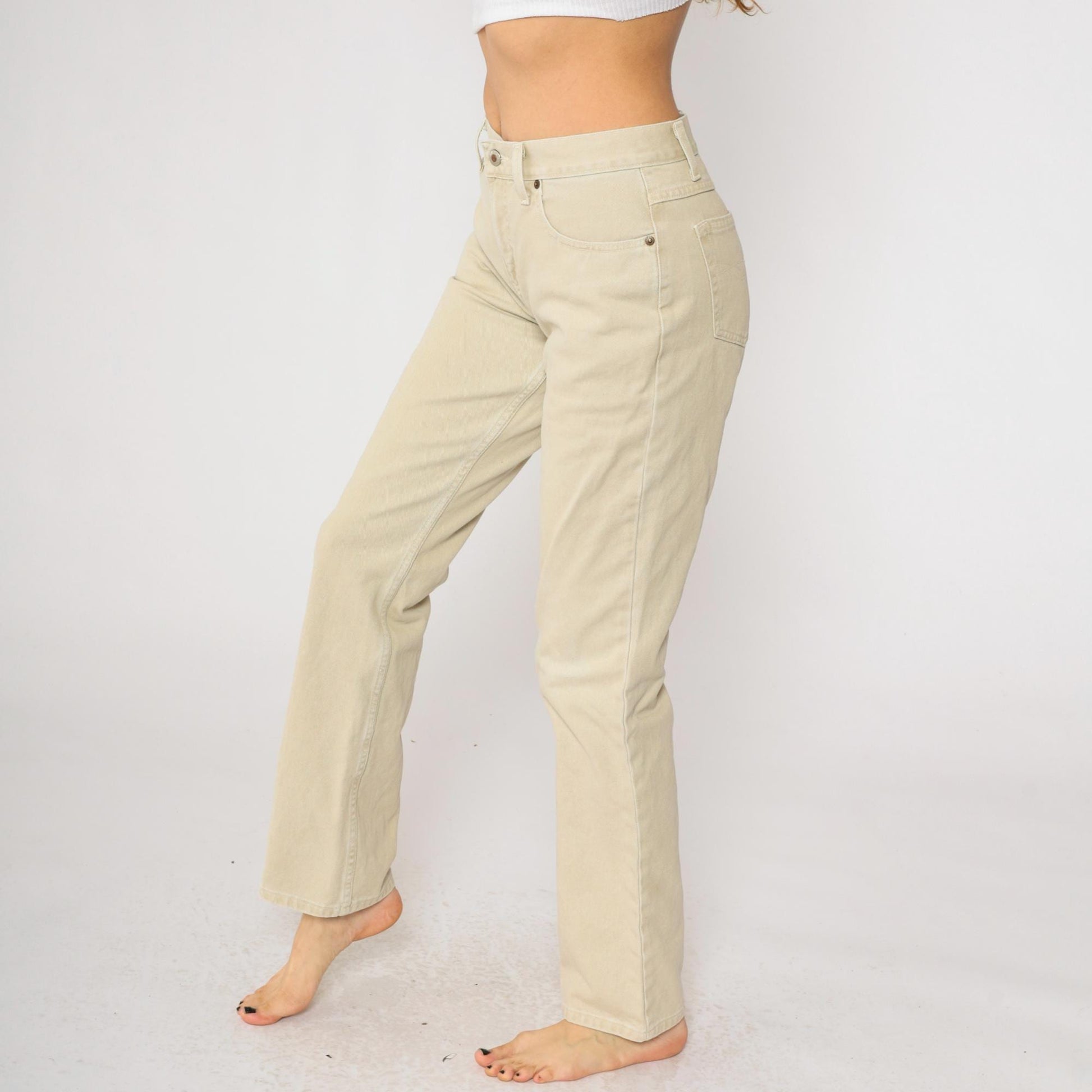 Y2K Cruel Girl Beige Denim Bootcut Jeans High Waisted Western Small 7