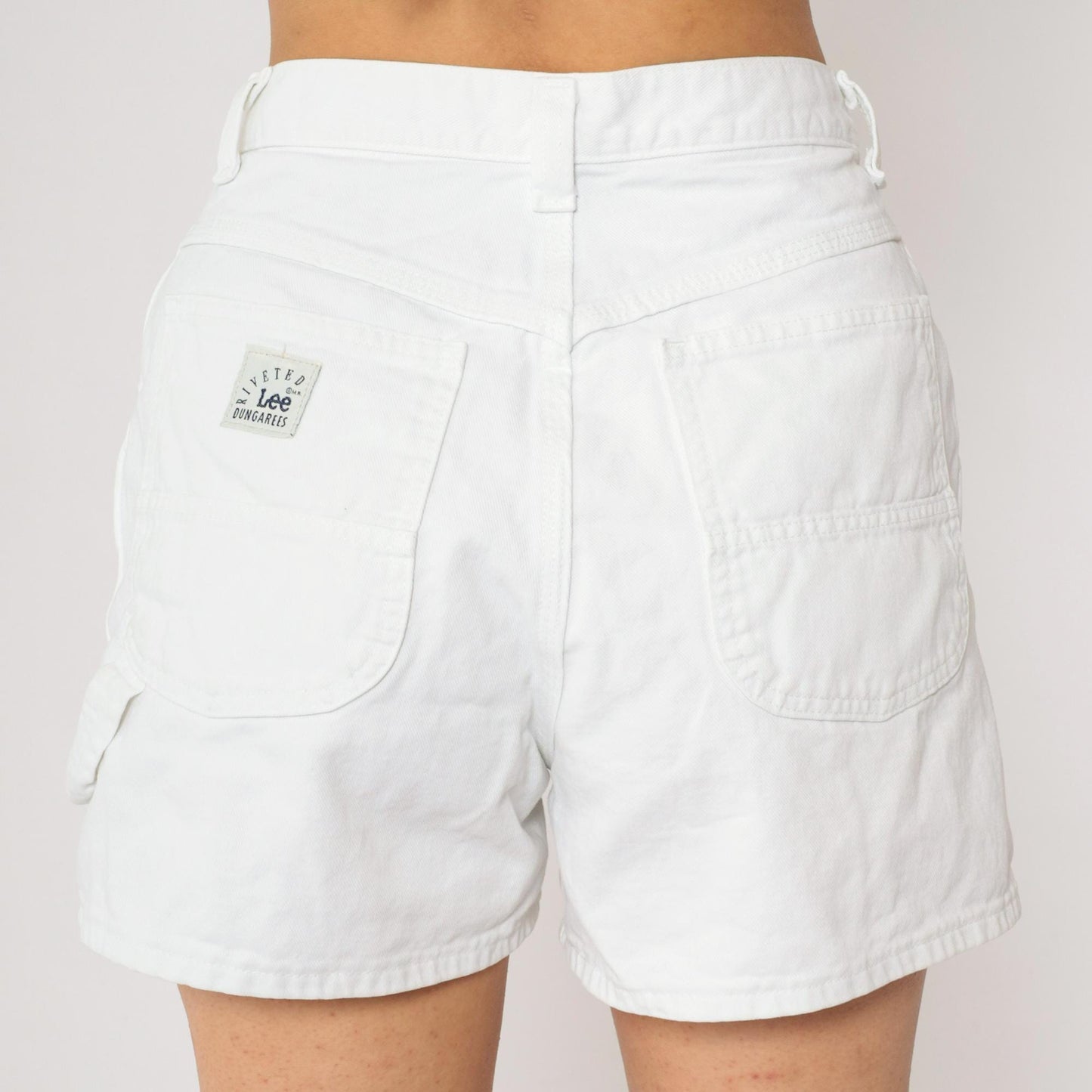 90s Lee White Denim Shorts High Waist Hammer Loop Medium 8