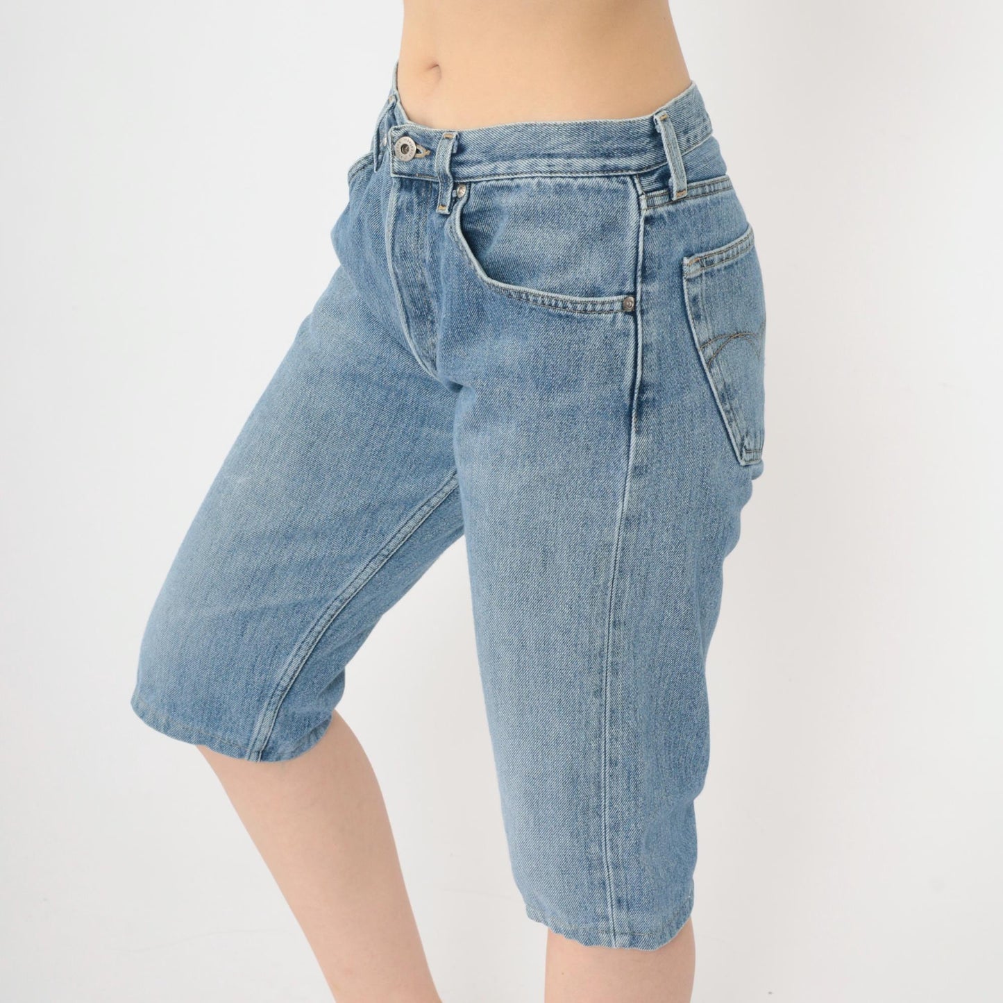 Y2K Mavi High-Waisted Denim Bermuda Shorts Blue Jean Small