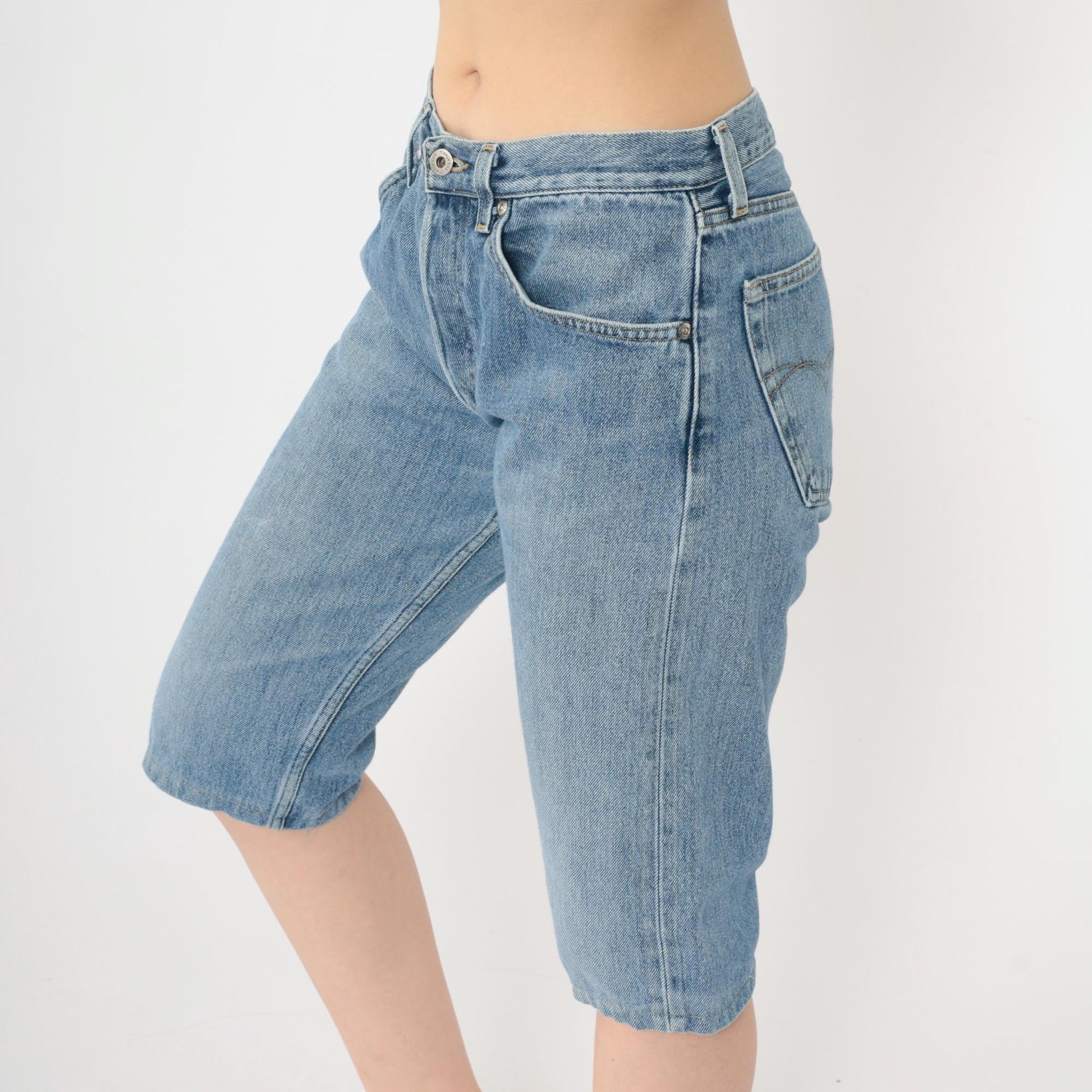 Y2K Mavi High-Waisted Denim Bermuda Shorts Blue Jean Small