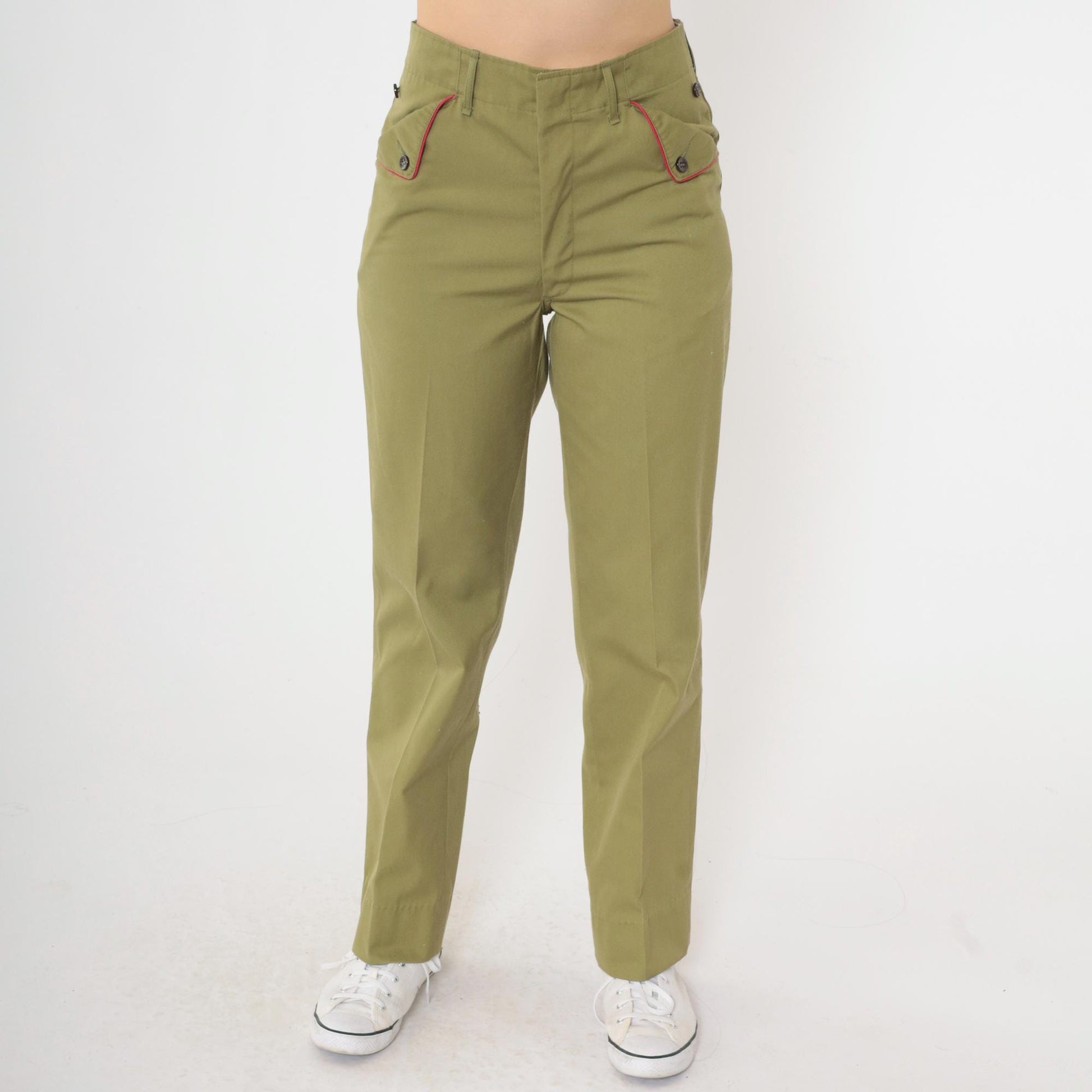 60s Boy Scouts of America Uniform Pants Olive Green High Waist Small