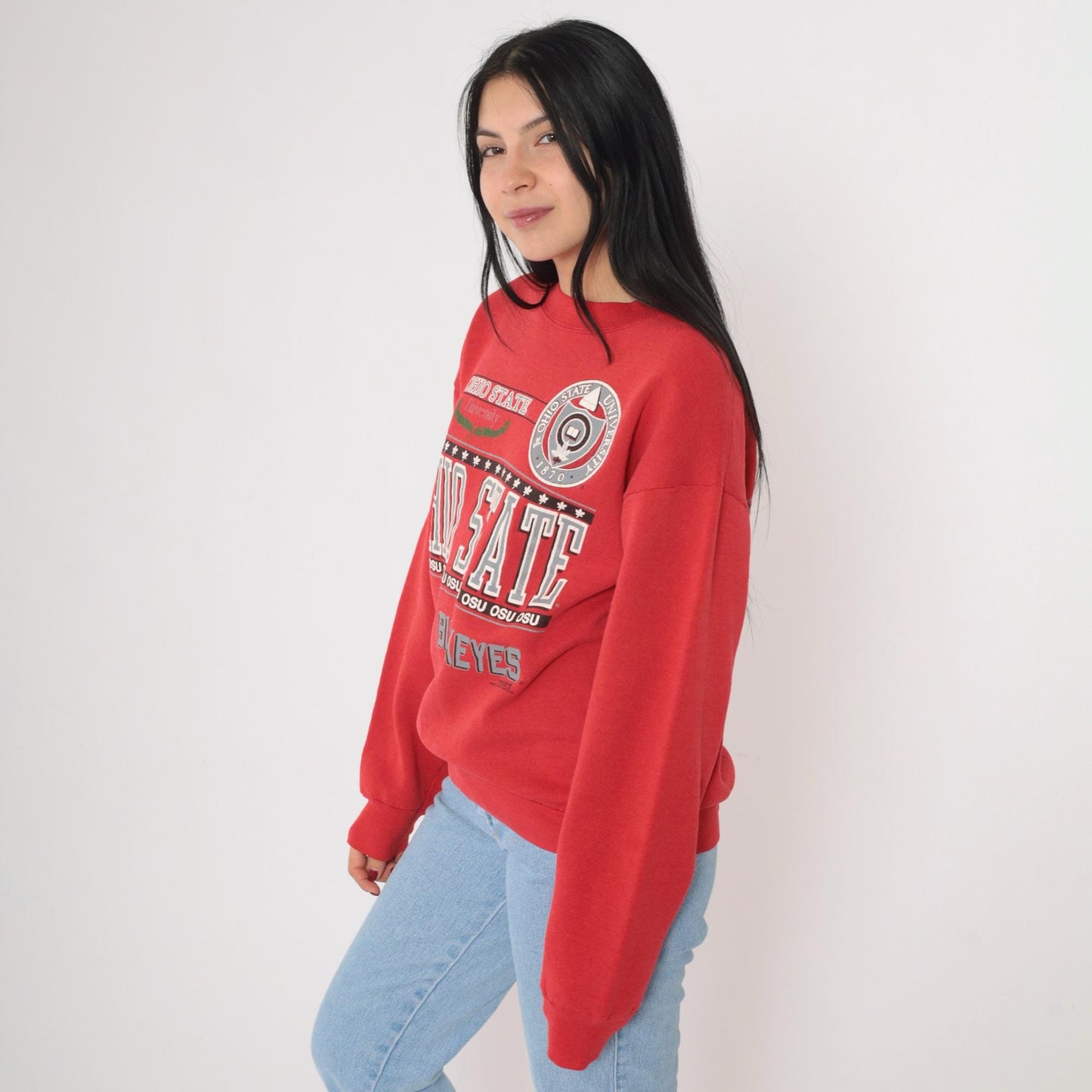 90s Ohio State Buckeyes Graphic Sweatshirt Red Crewneck Medium