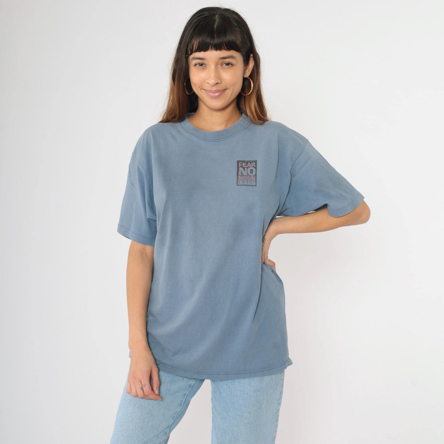 90s Angel Fire New Mexico Ski Graphic T-Shirt Blue Cotton Crewneck Large L
