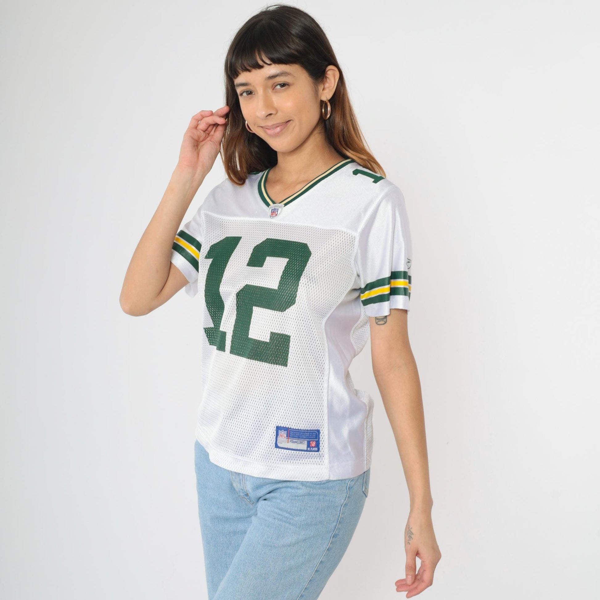 Aaron Rodgers Green Bay Packers Jersey Reebok NFL 2000s White Mesh Medium