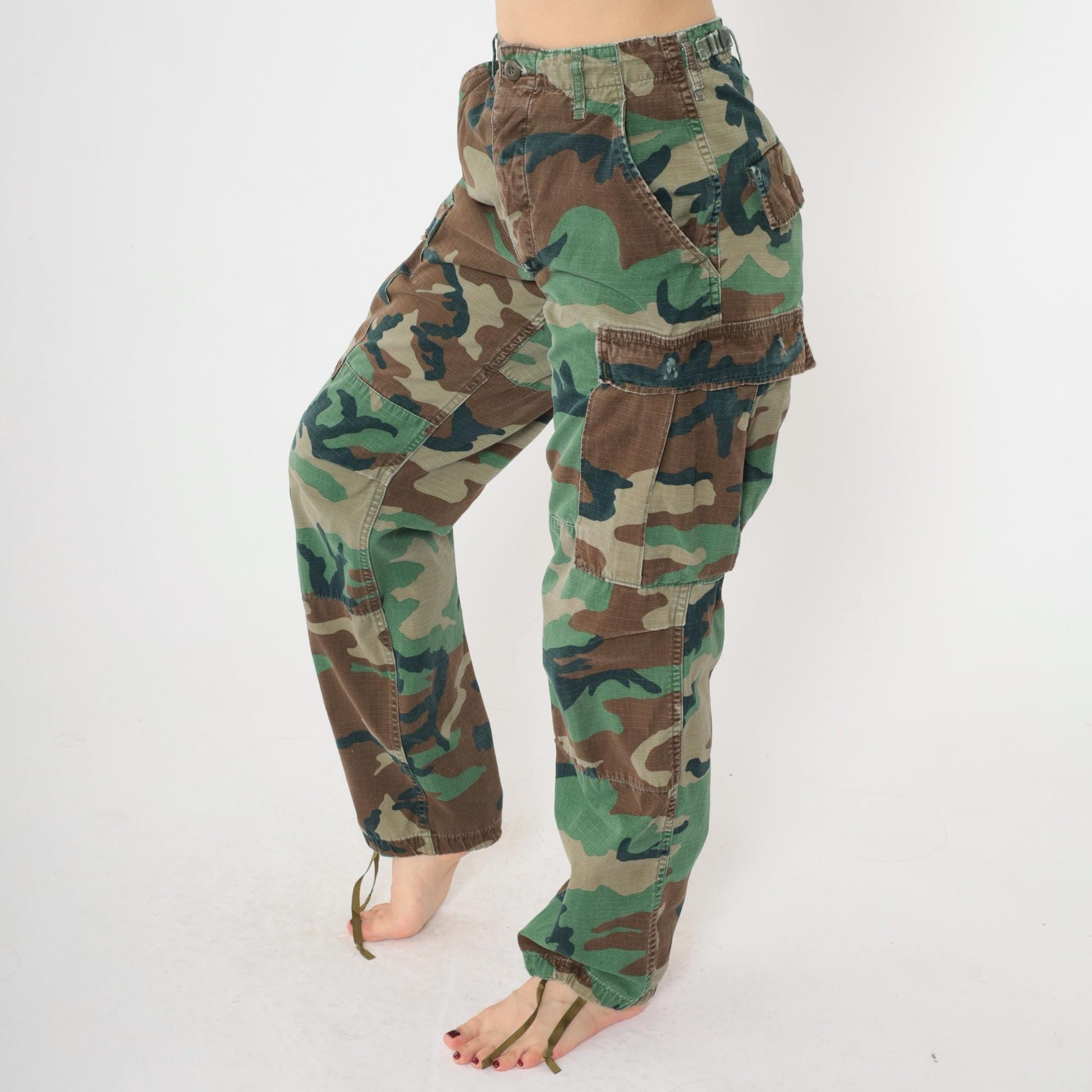 80s Woodland Camo Ripstop Cargo Pants Military BDU XS Regular