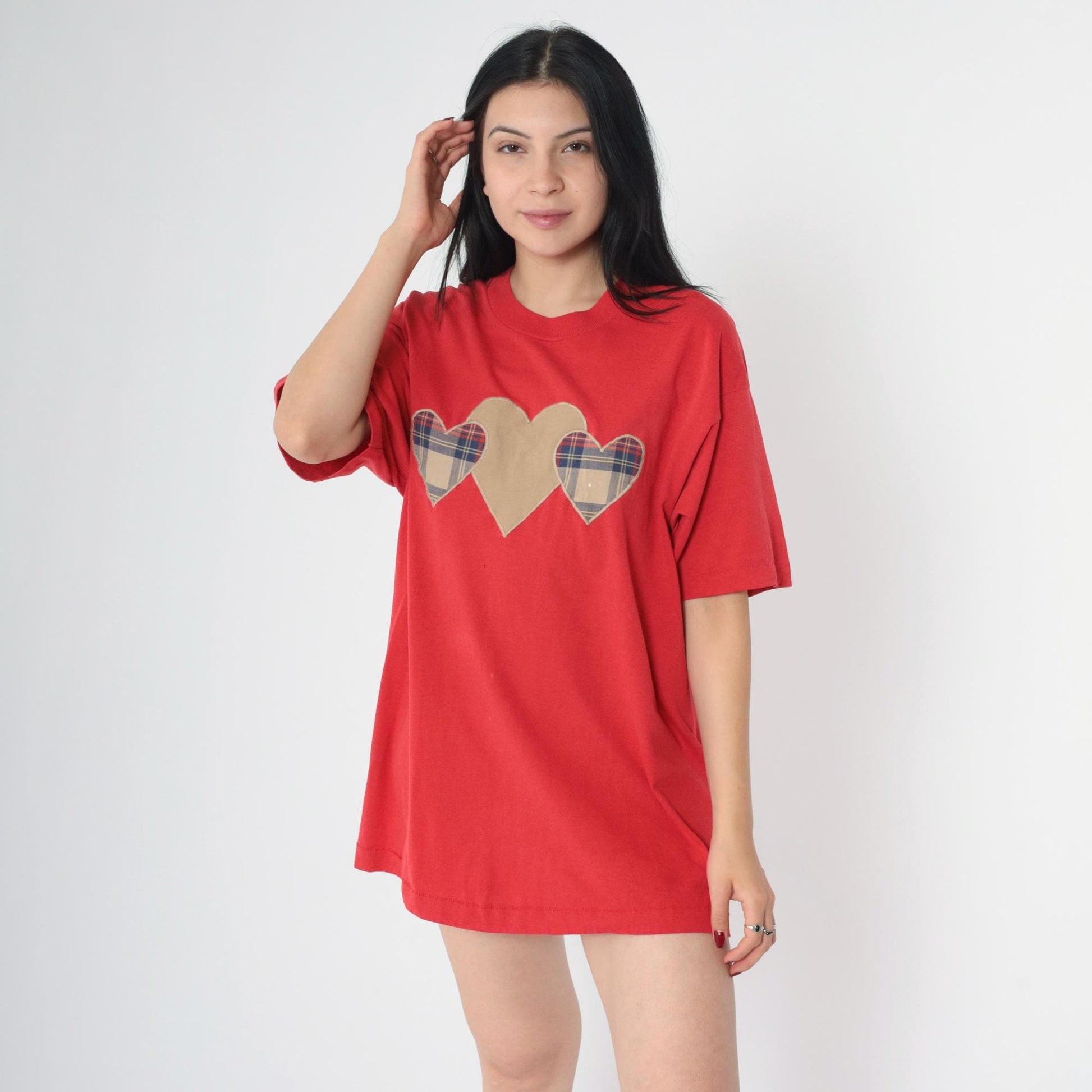 90s Screen Stars Best Red Heart Applique Graphic T-Shirt Large L