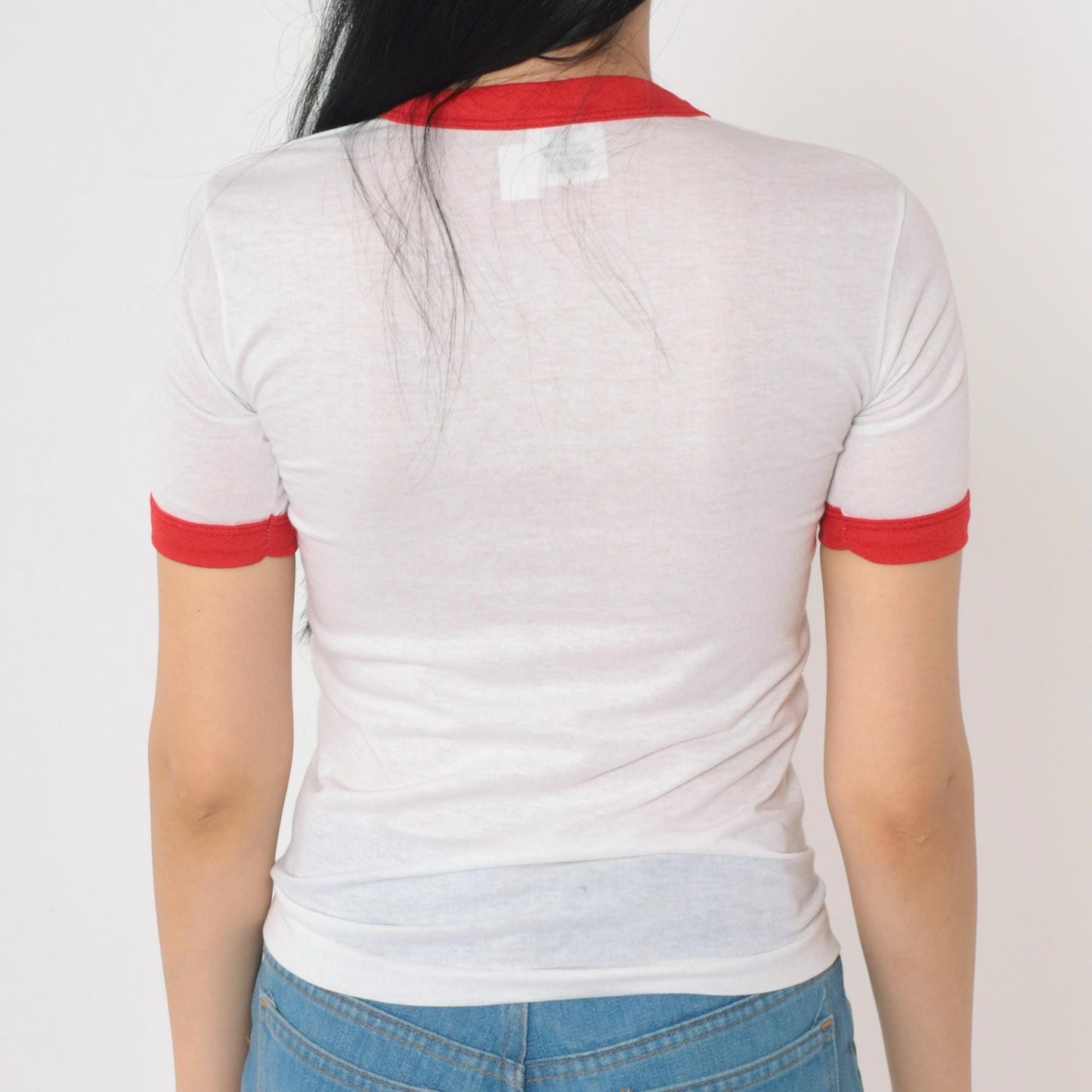 1980s Cub Scout Day Camp Attoyac Ringer Tee White Red Graphic 2XS