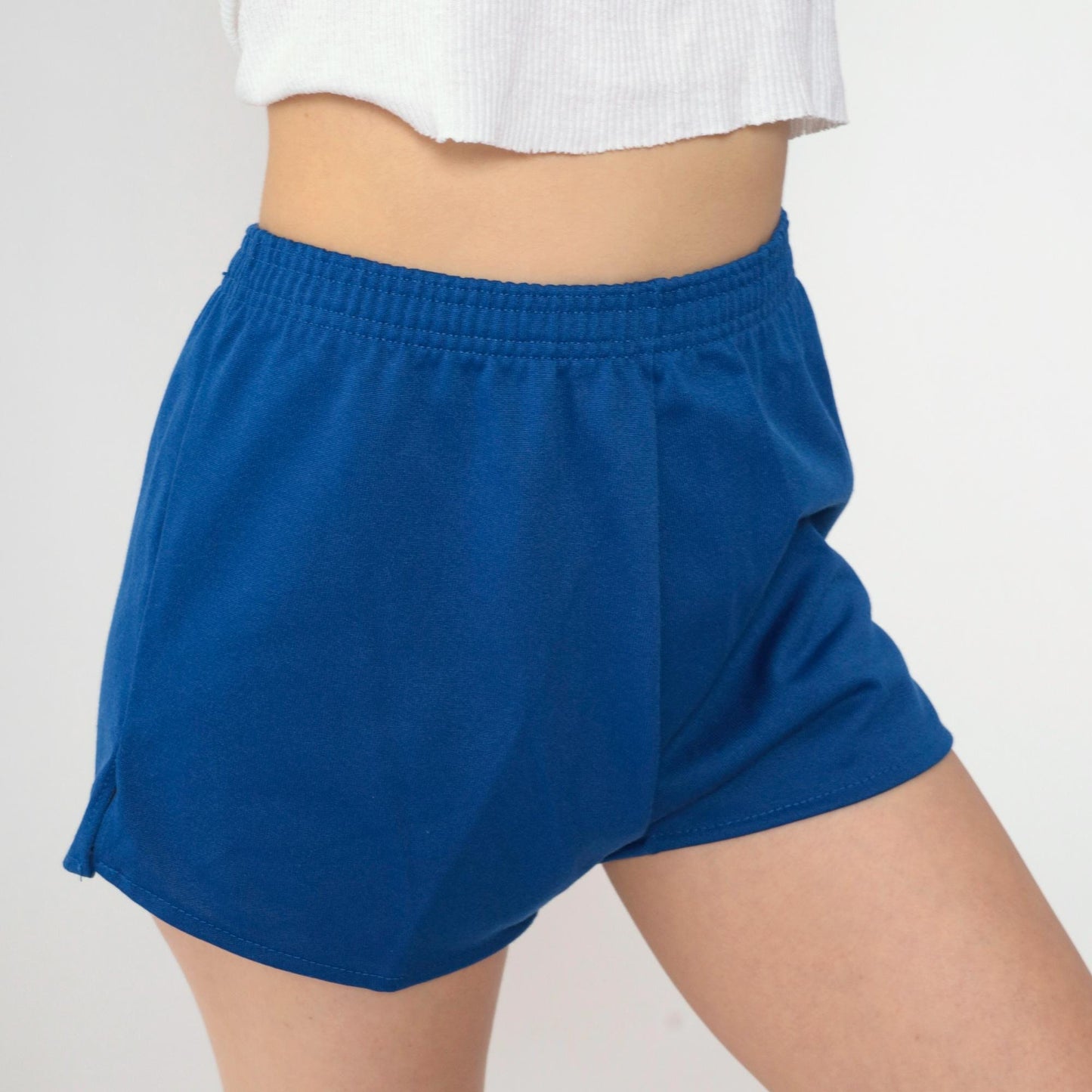 80s Jerzees Russell Blue Running Shorts High Elastic Waist Medium Large