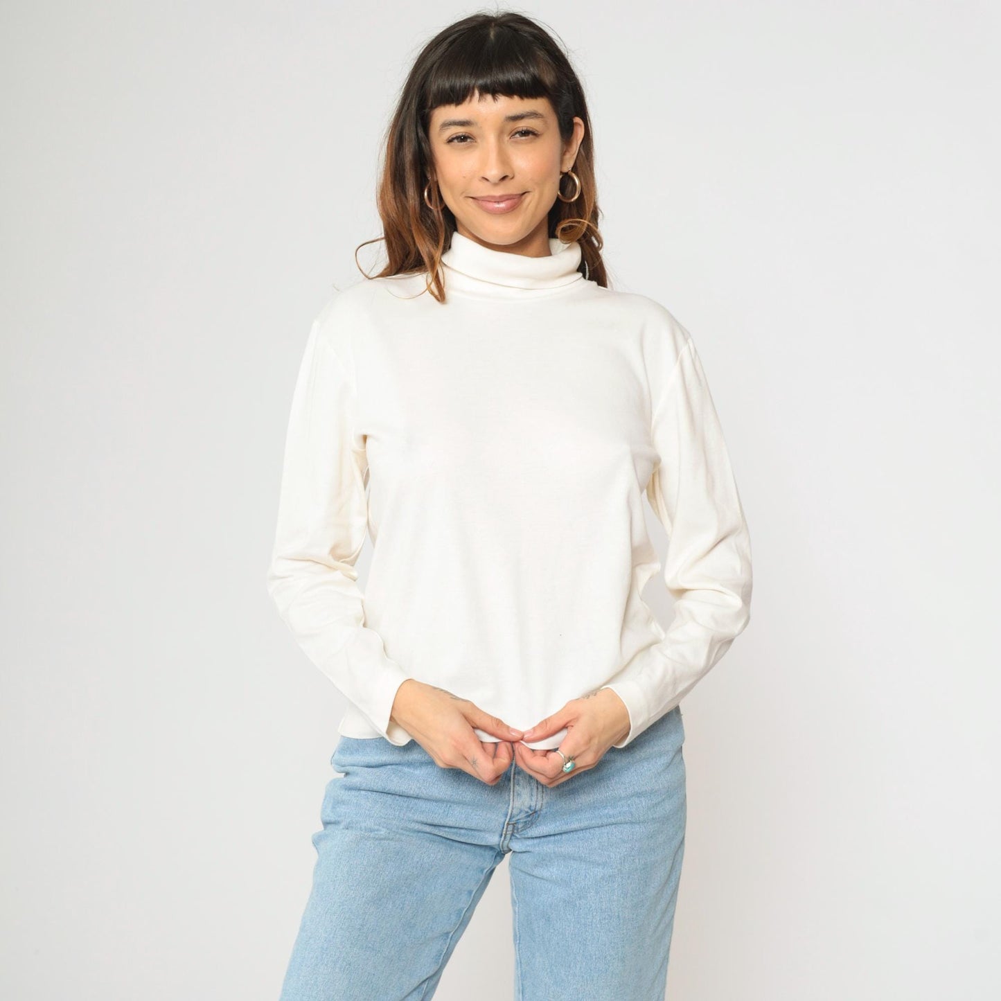 00s Christopher & Banks Off-White Turtleneck Long Sleeve Top Medium M